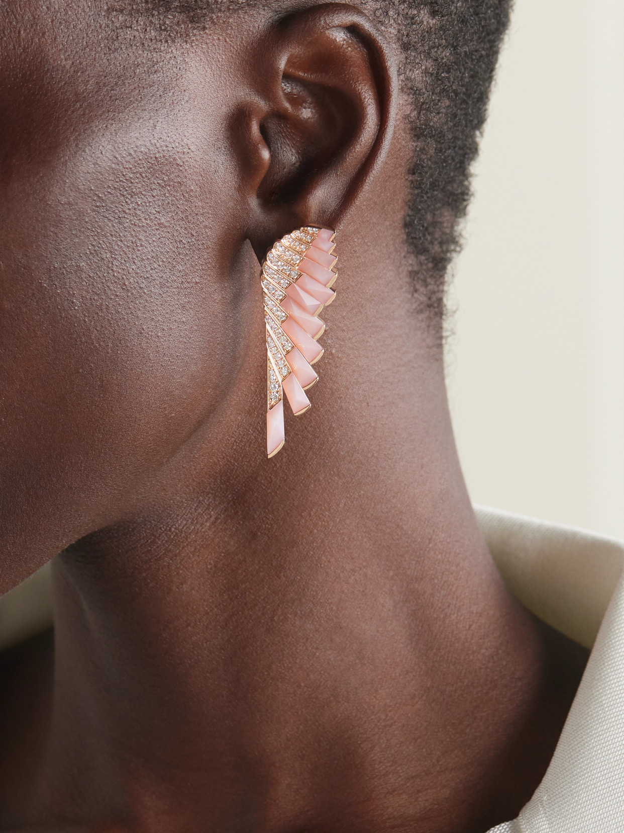 Garrard Wings Rising 18-karat Rose Gold, Opal And Diamond Earrings In Gold
