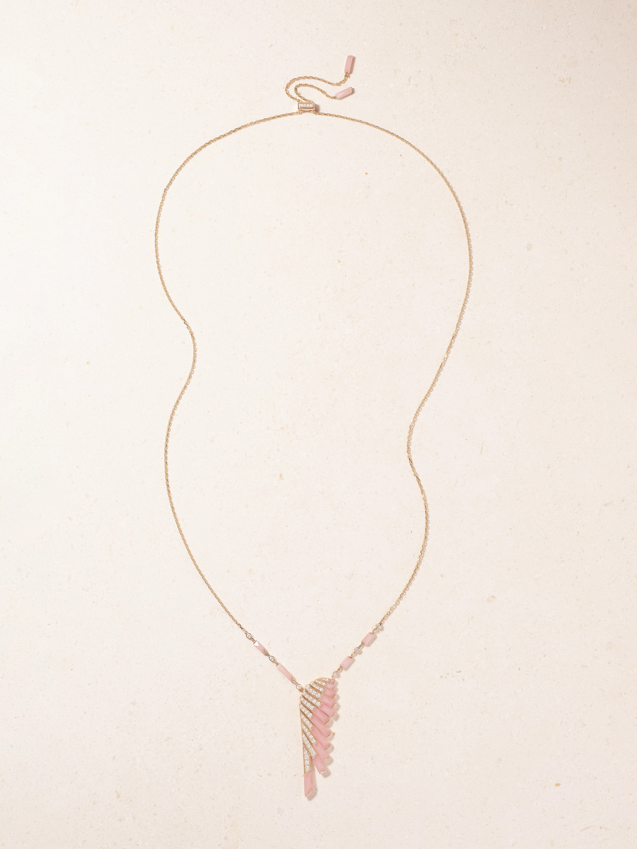 Garrard Wings Rising 18-karat Rose Gold, Opal And Diamond Necklace In Gold