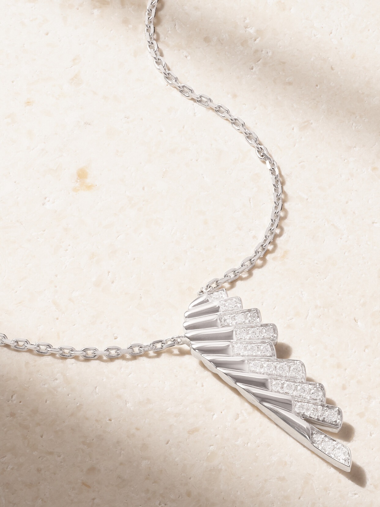 Garrard Wings Rising Mini 18-karat White Gold Diamond Necklace