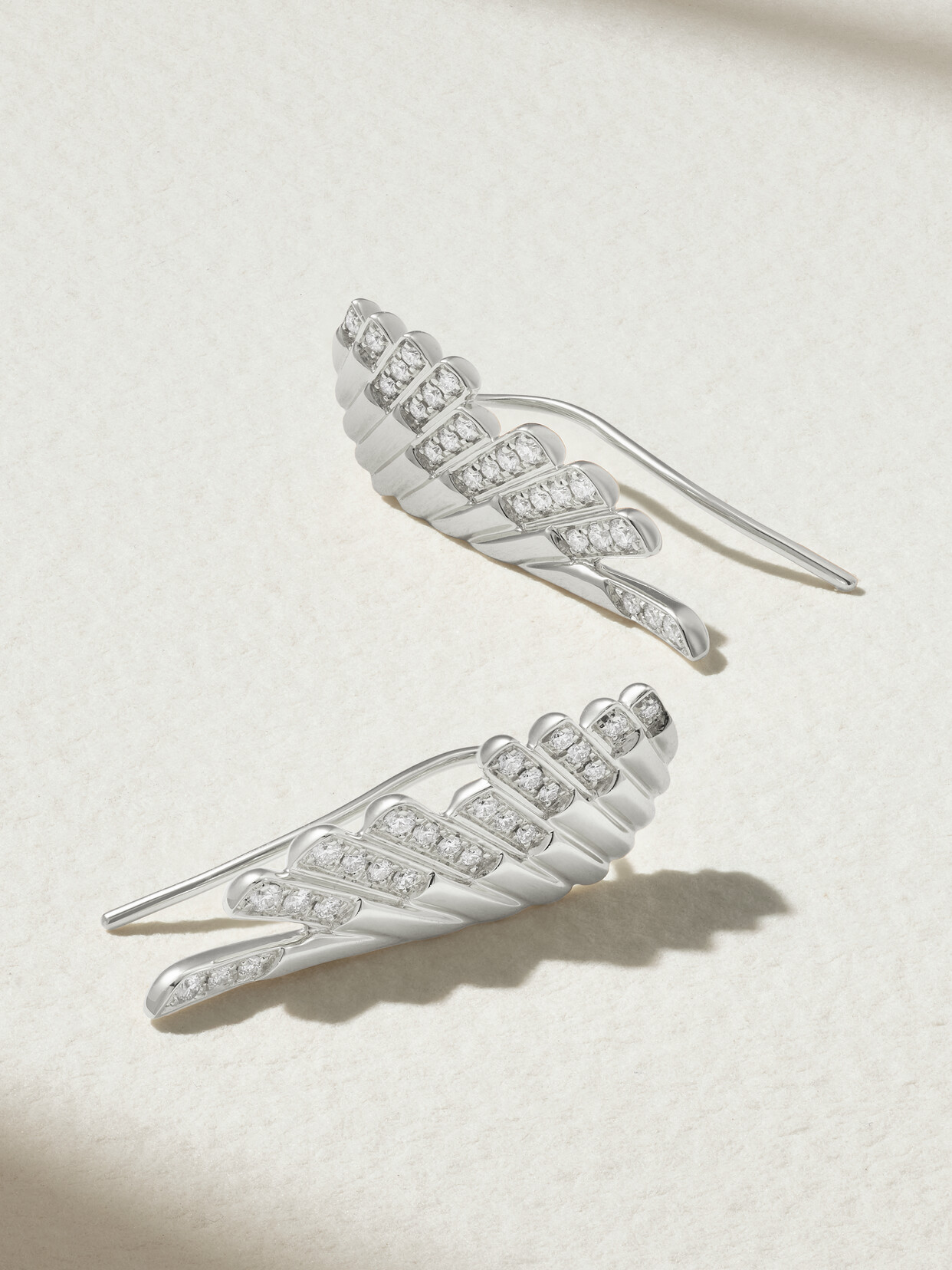 Garrard Wings Rising Mini 18-karat White Gold Diamond Earrings