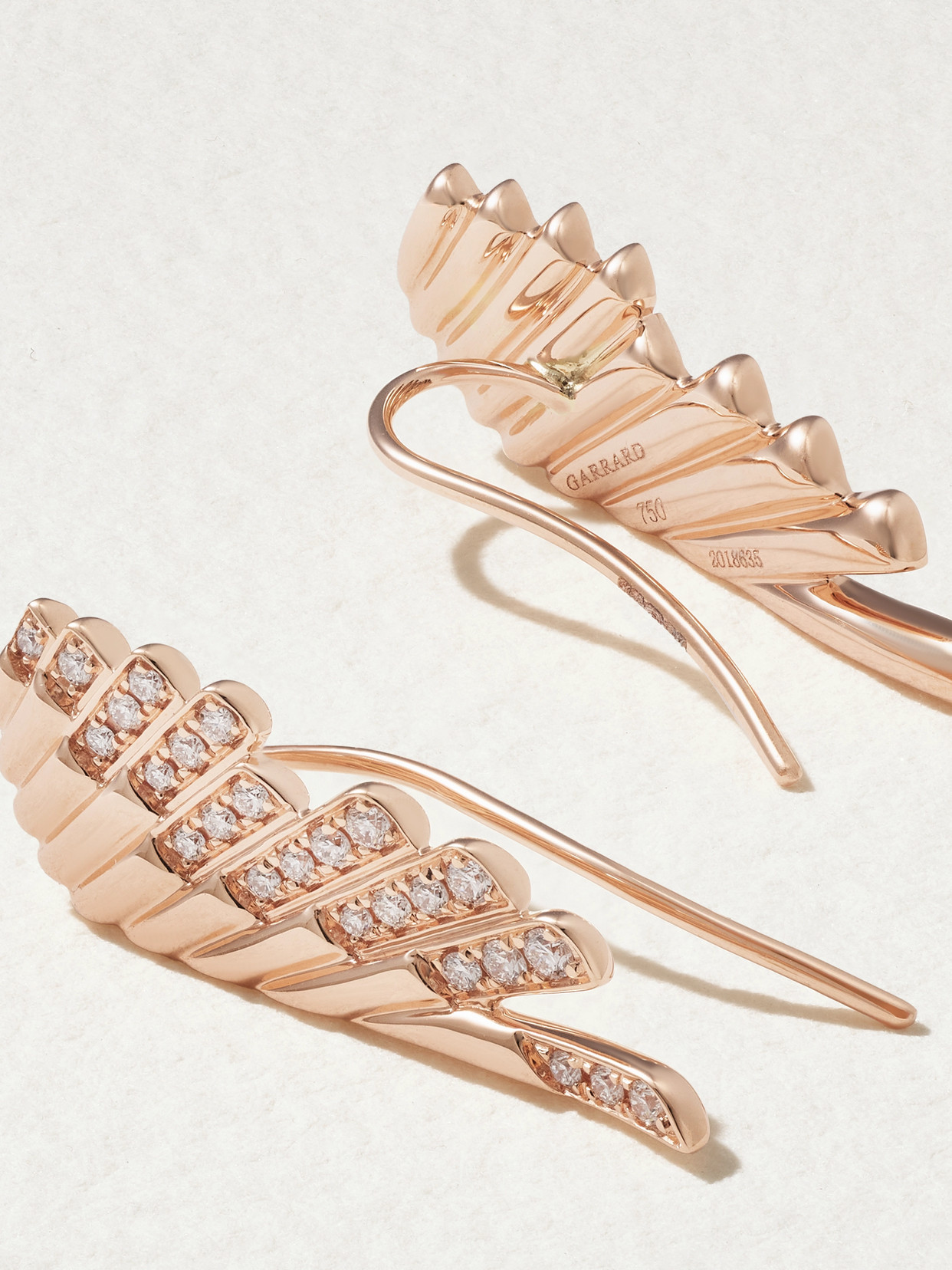 Garrard Wings Rising Mini 18-karat Rose Gold Diamond Earrings In Gold