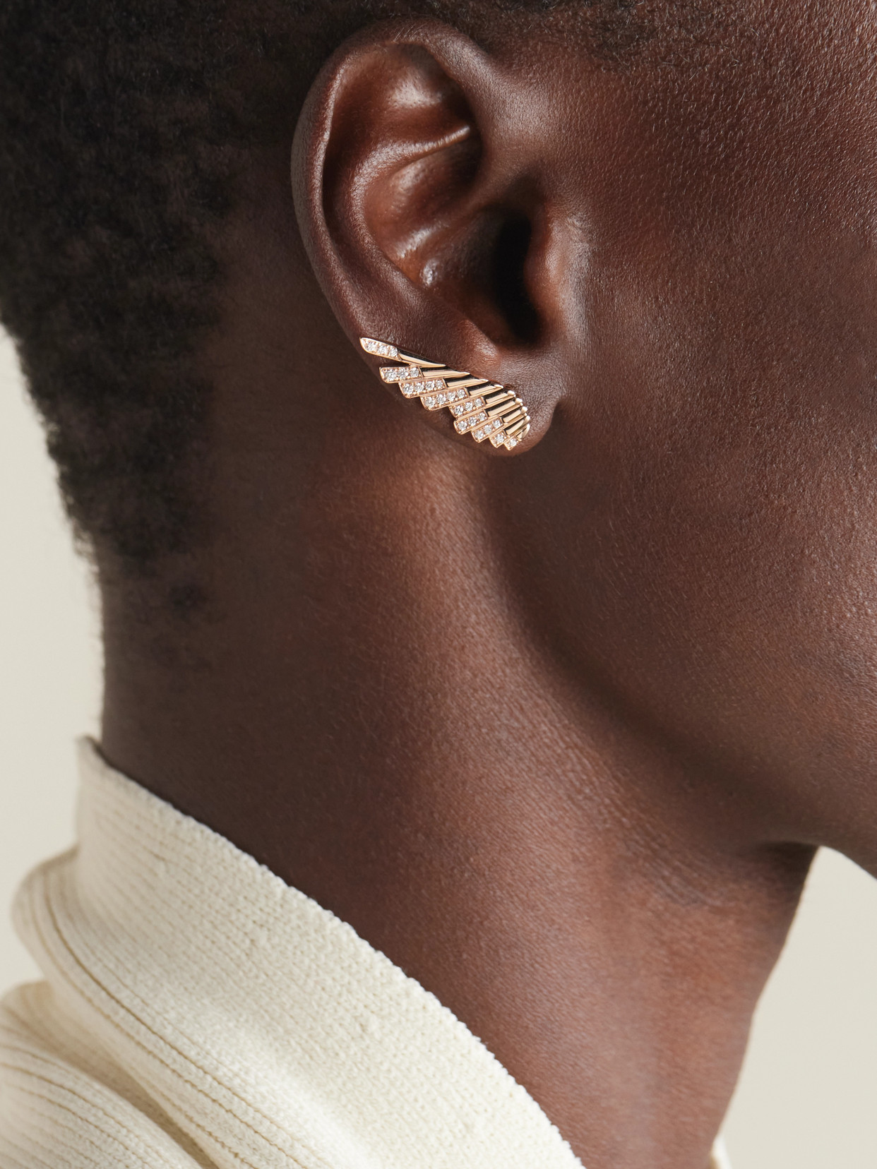 Garrard Wings Rising Mini 18-karat Rose Gold Diamond Earrings In Gold