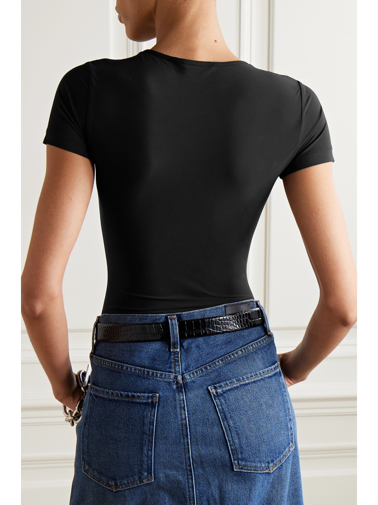 Goldsign The Jenson Stretch-jersey Thong Bodysuit In Black