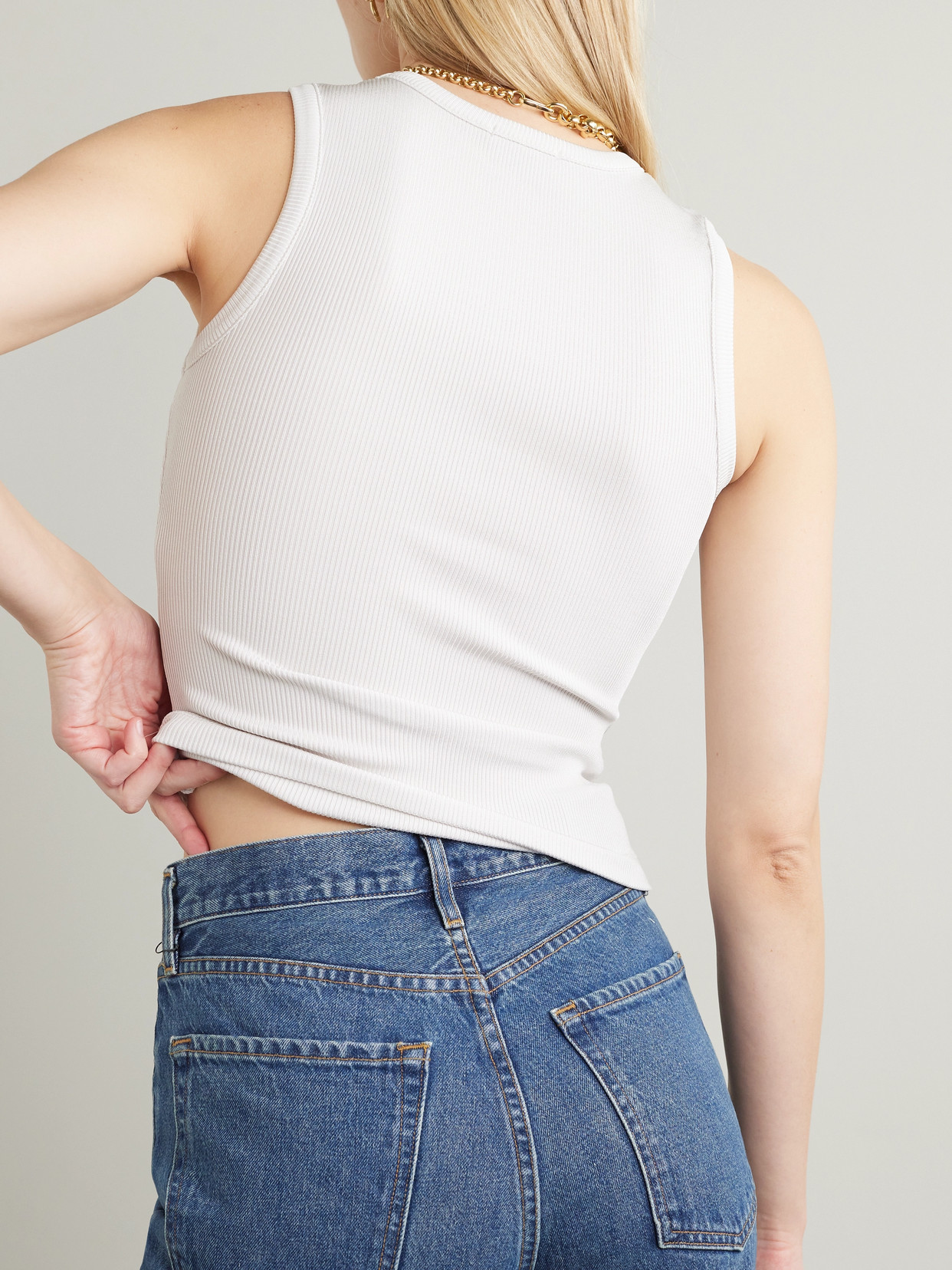 Ribbed Stretch-Jersey Tank