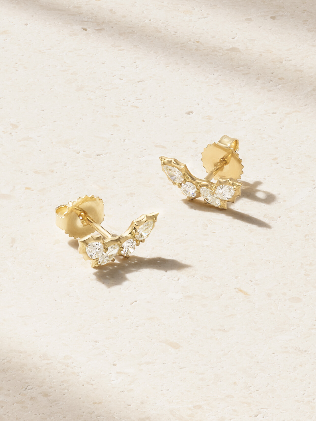 Jade Trau Posey Curve 18-karat  Diamond Earrings