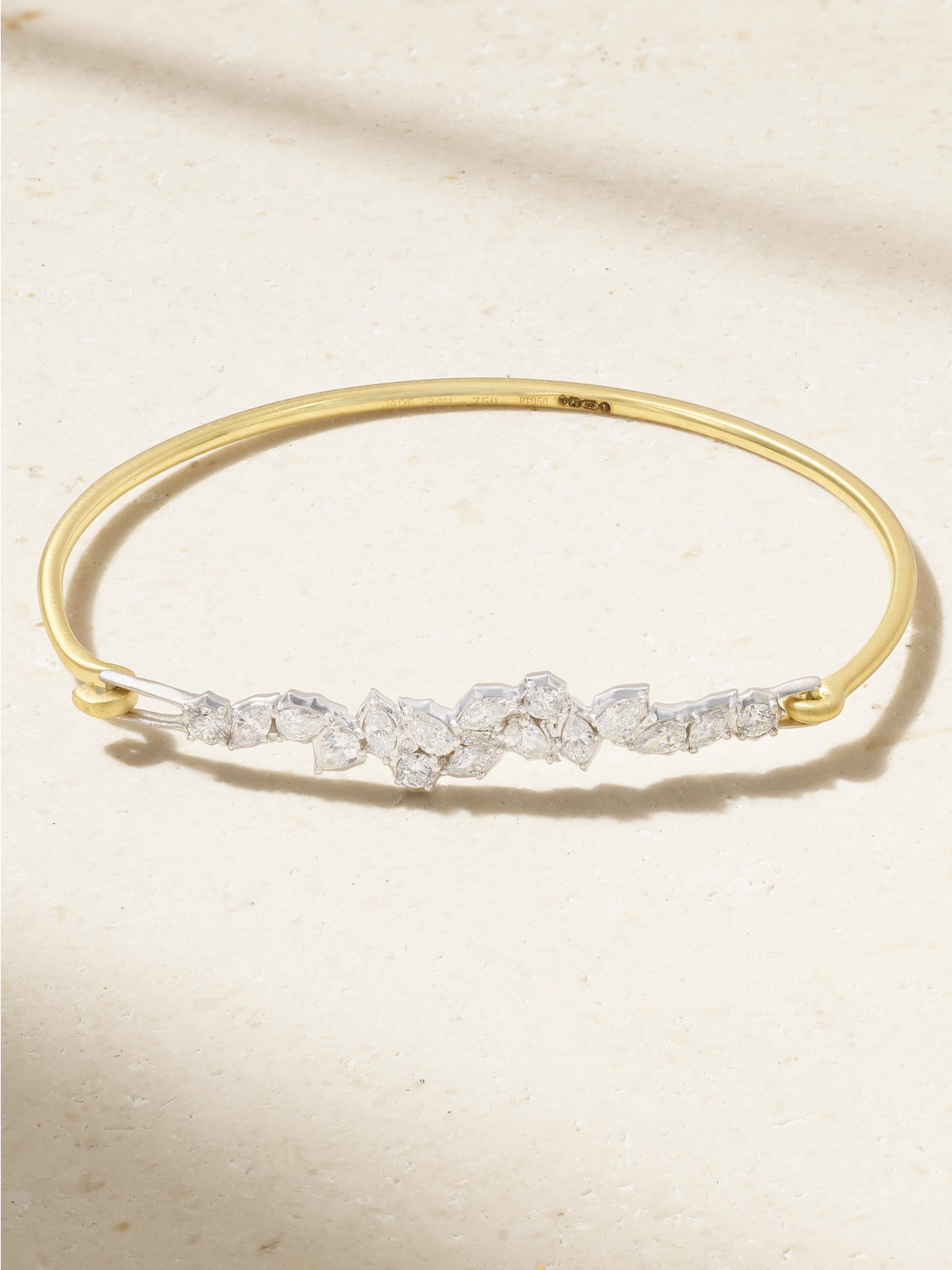 Jade Trau Posey Bangle 18-karat  And Platinum Diamond Bracelet