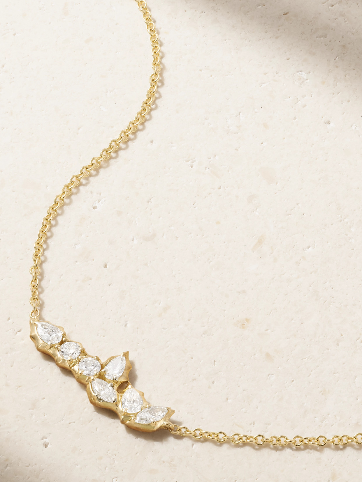 Jade Trau Posey Bar 18-karat Diamond Necklace