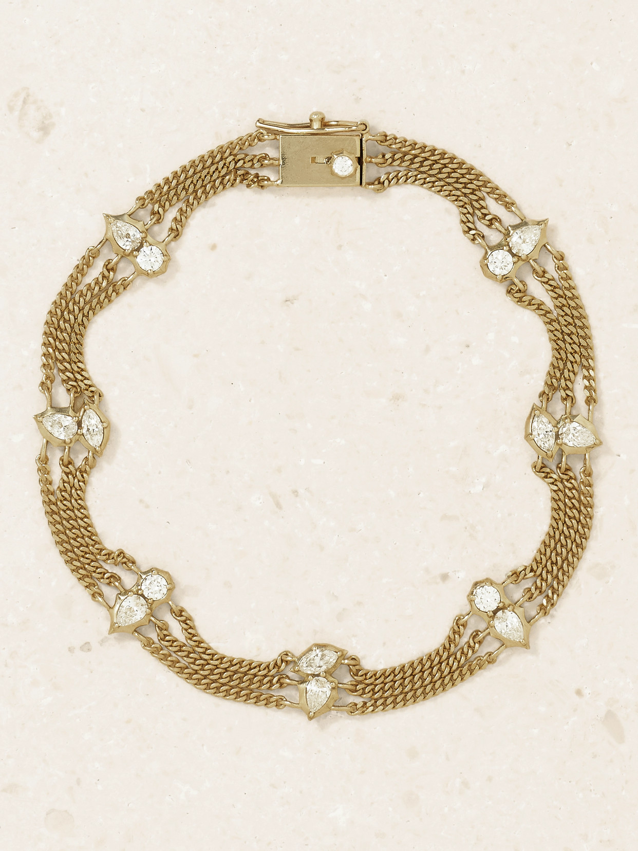 Jade Trau Posey 3-row Station 18-karat  Diamond Bracelet