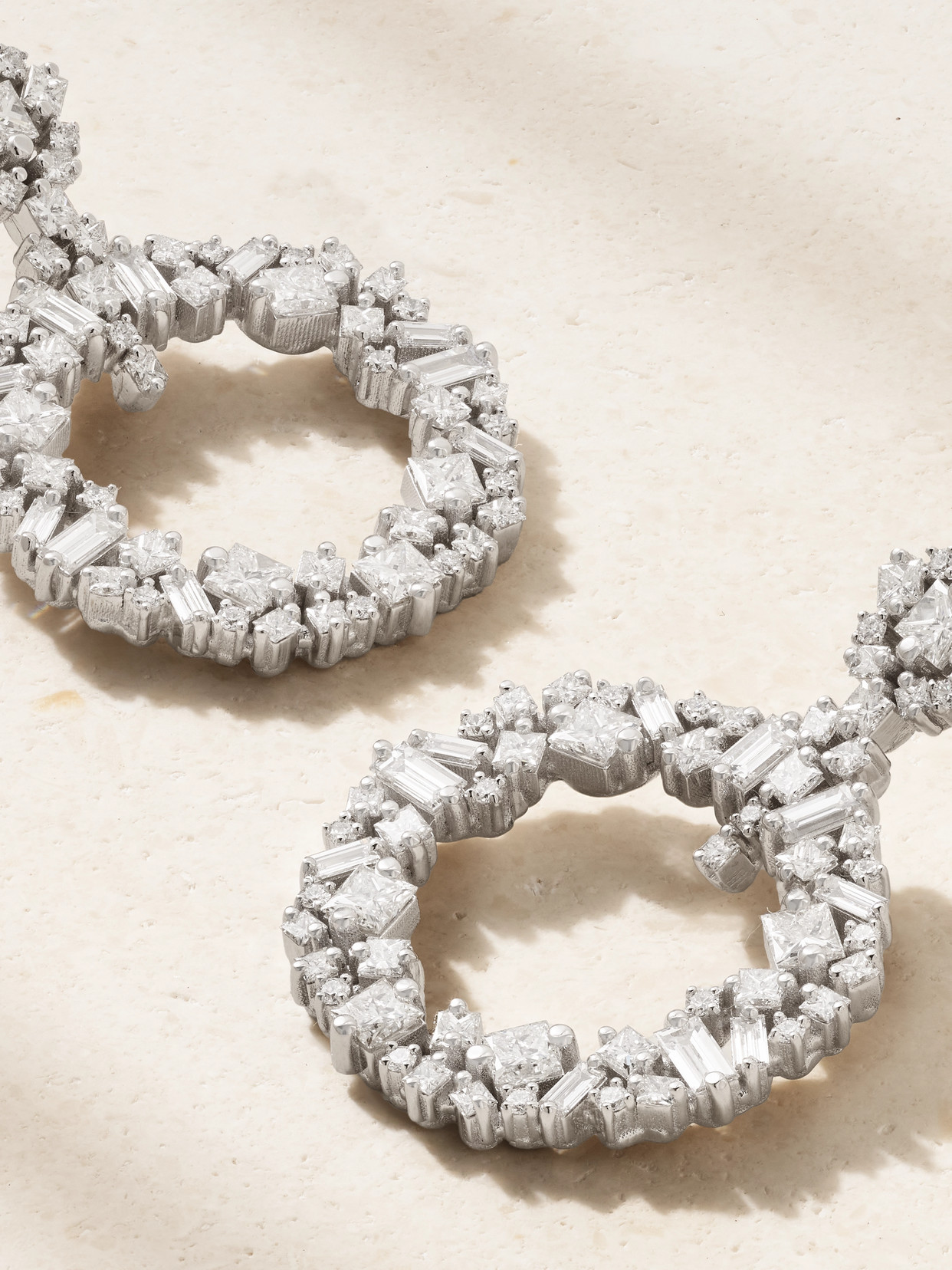 Suzanne Kalan La Fantaisie 18-karat White Gold Diamond Earrings In Gold