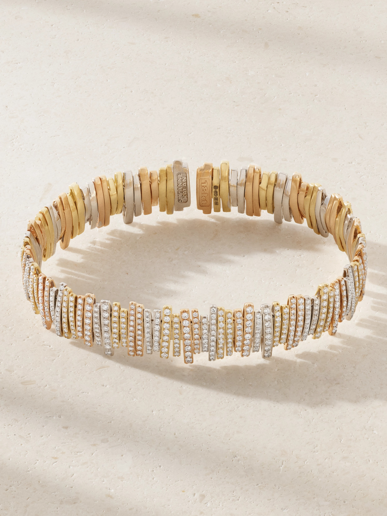 Suzanne Kalan 18-karat White, Rose And Yellow Gold Diamond Bangle