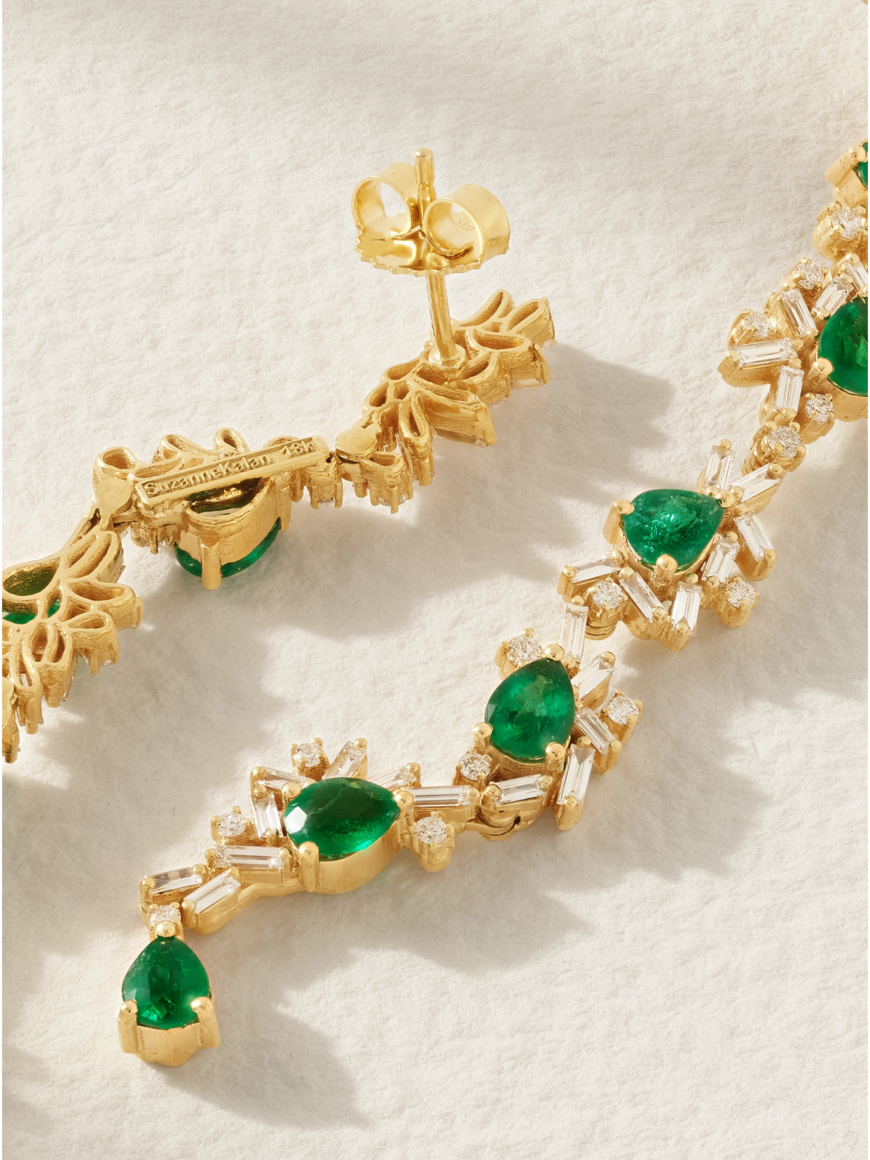 Suzanne Kalan 18-karat Gold, Diamond And Emerald Earrings In Gold