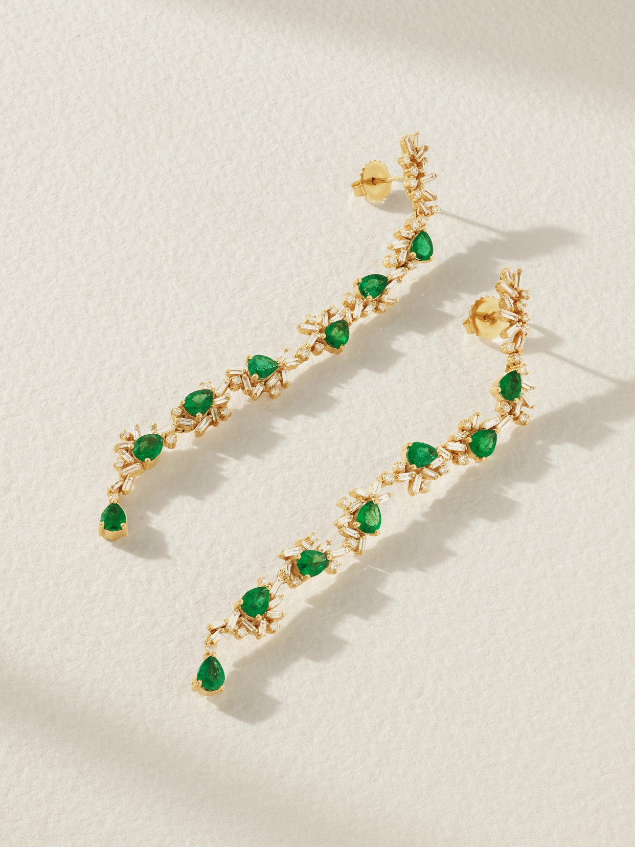 Suzanne Kalan - 18-karat Gold, Diamond And Emerald Earrings - One size