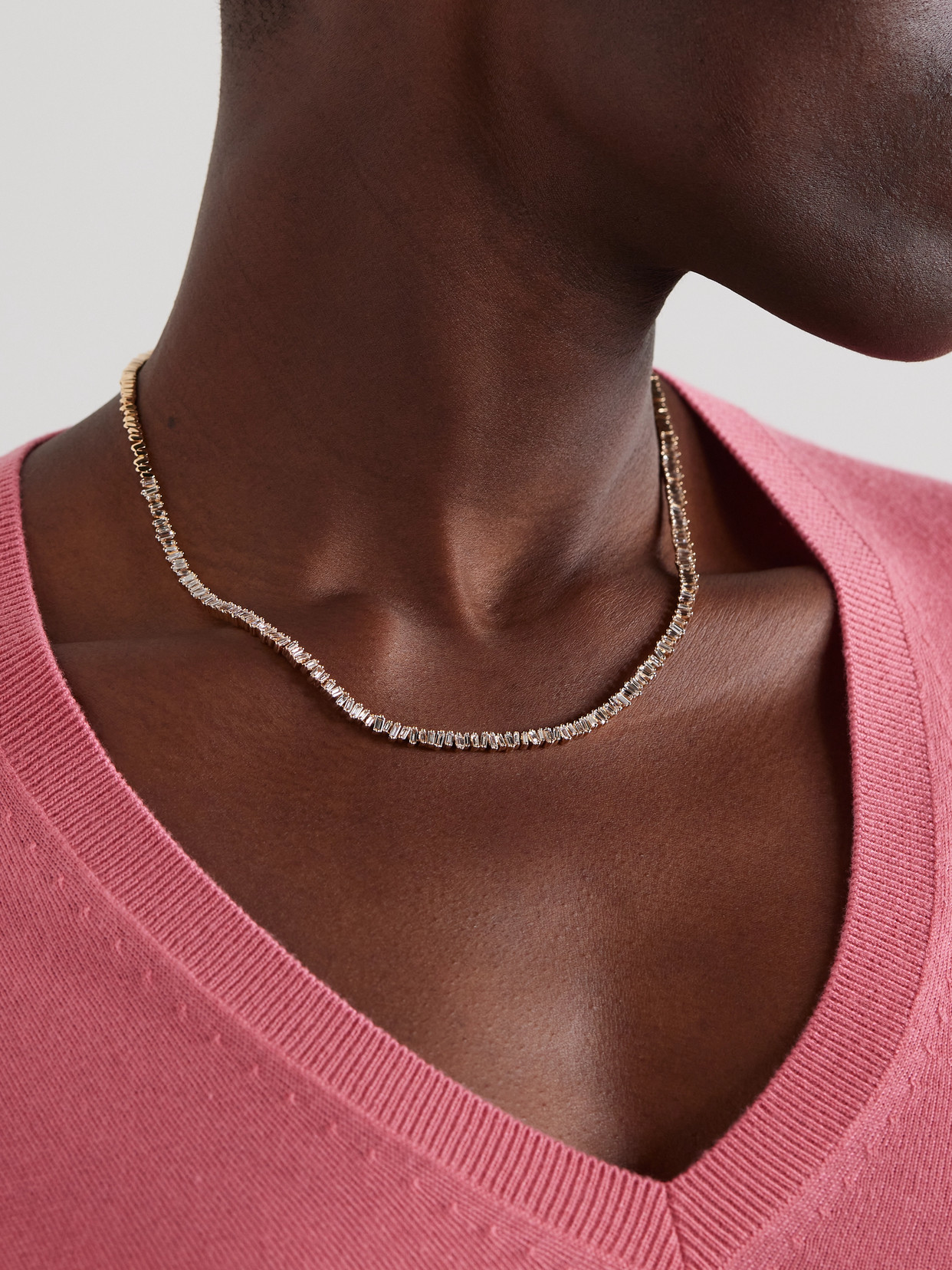 Suzanne Kalan 18-karat Rose Gold Diamond Necklace In Gold