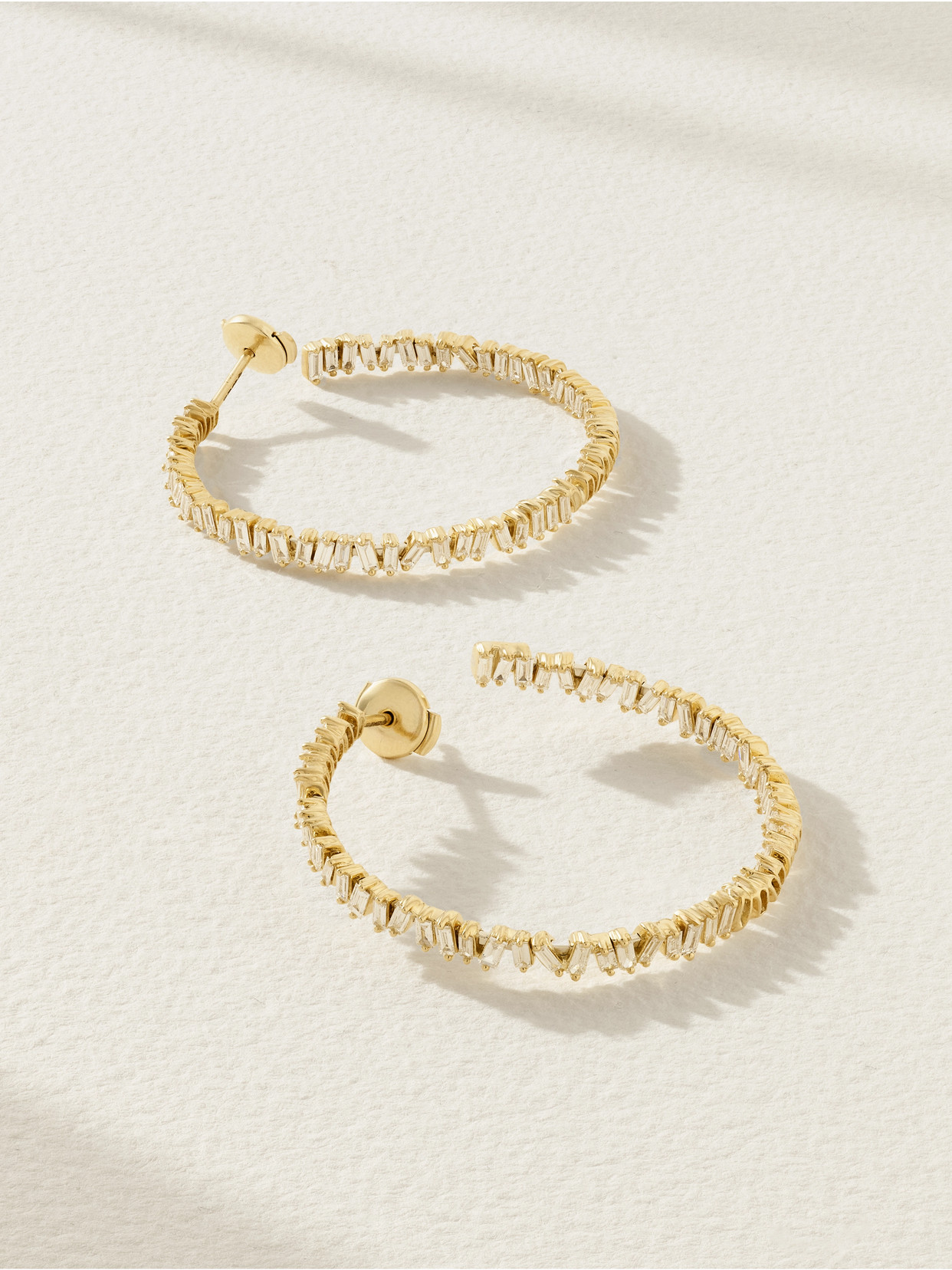 Suzanne Kalan - 18-karat Gold Diamond Hoop Earrings - One size