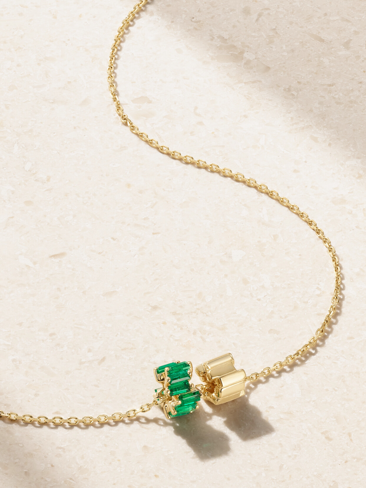 Suzanne Kalan 18-karat Gold Emerald Necklace