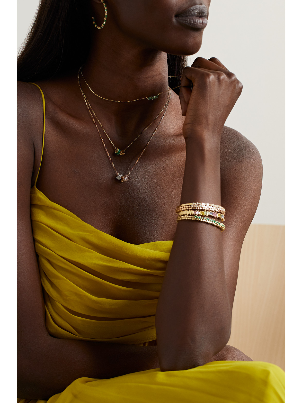 Suzanne Kalan 18-karat Yellow, Rose And White Gold Diamond Necklace In Gold