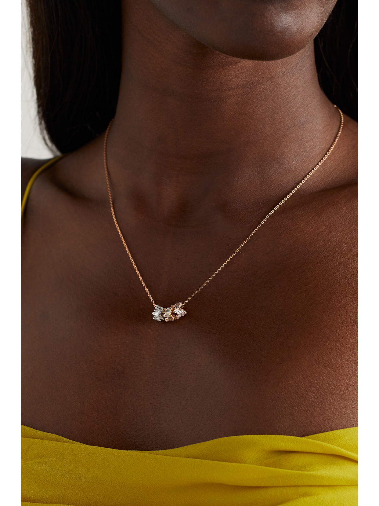 Shop Suzanne Kalan 18-karat Yellow, Rose And White Gold Diamond Necklace