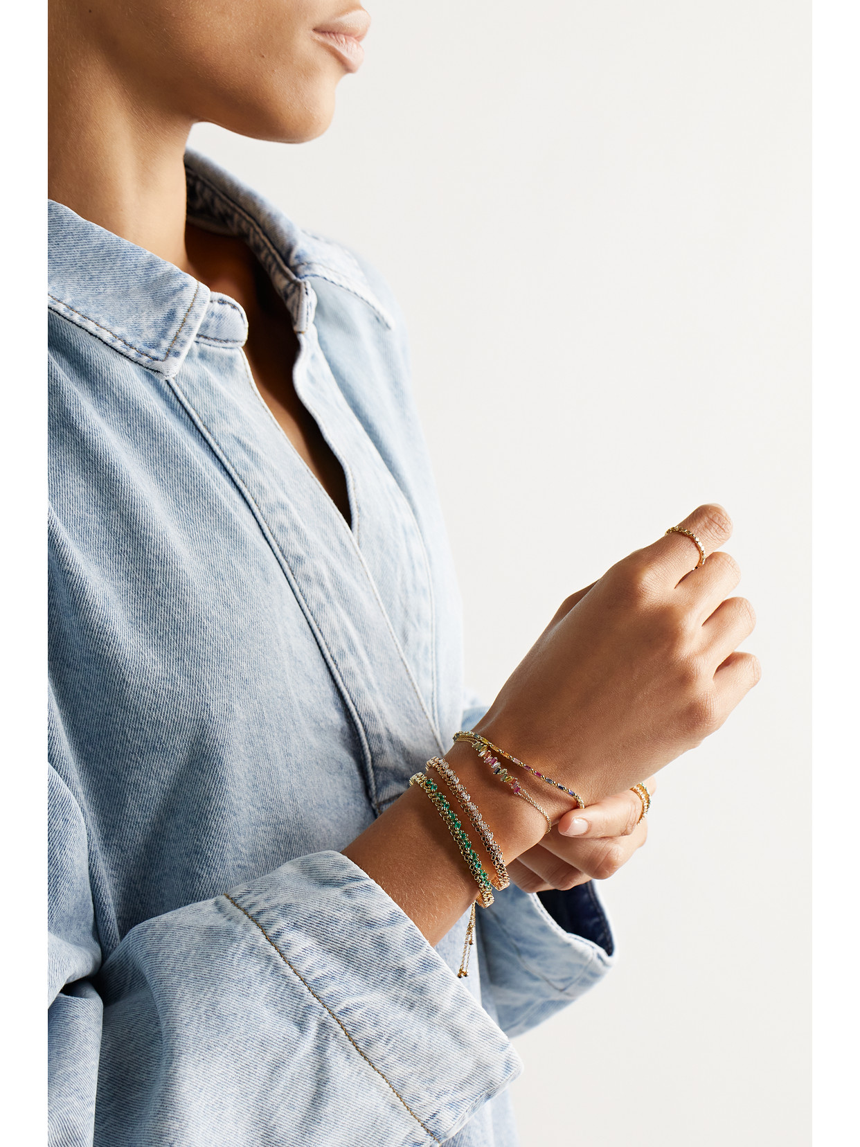 Suzanne Kalan Willow Bar 18-karat Gold, Sapphire And Diamond Bracelet In Gold