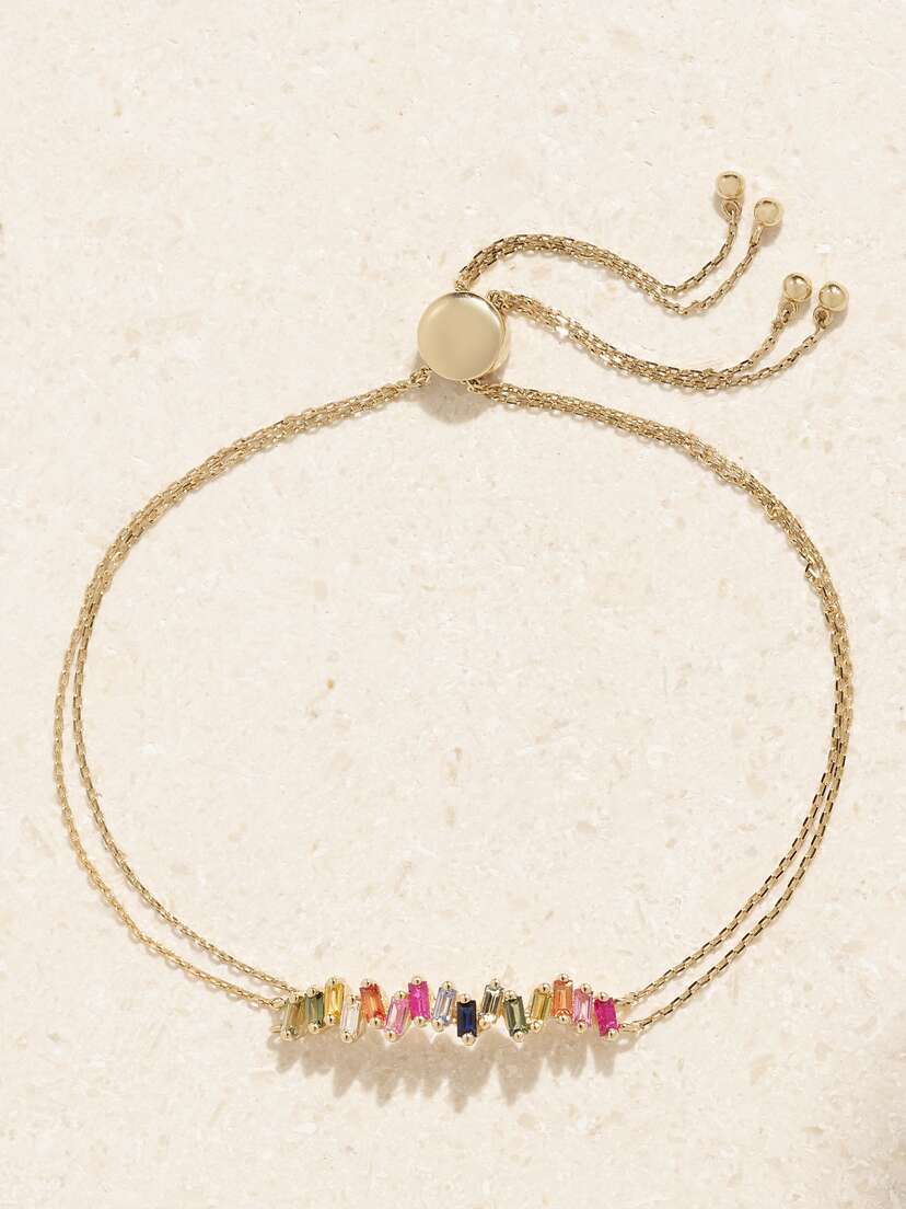 Suzanne Kalan Willow Bar 18-karat Gold, Sapphire And Diamond Bracelet
