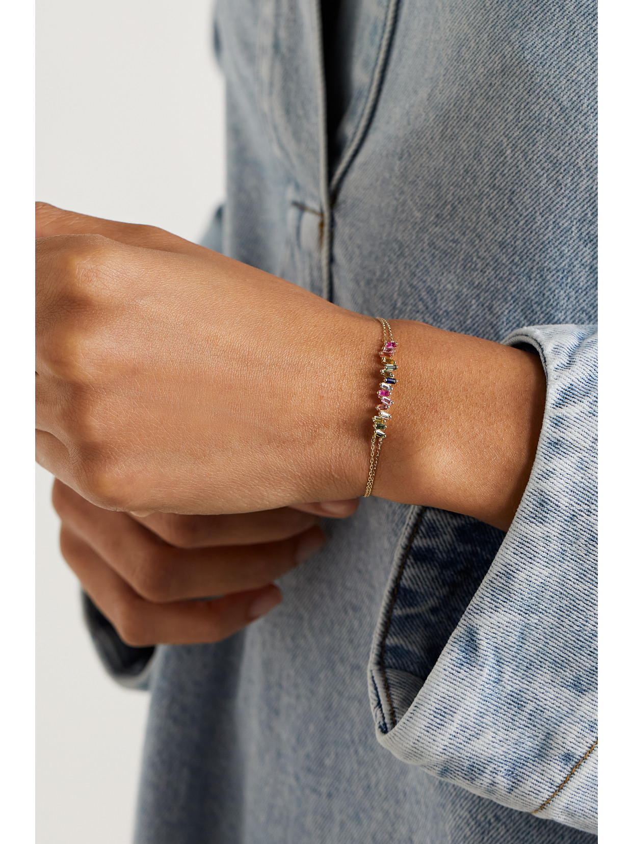 Suzanne Kalan Willow Bar 18-karat Gold, Sapphire And Diamond Bracelet In Gold