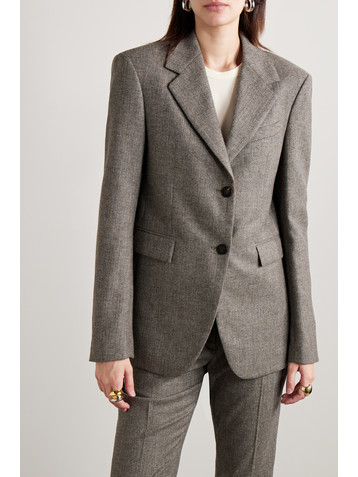 Veronica De Piante Enrico herringbone pinstriped wool and cashmere-blend blazer