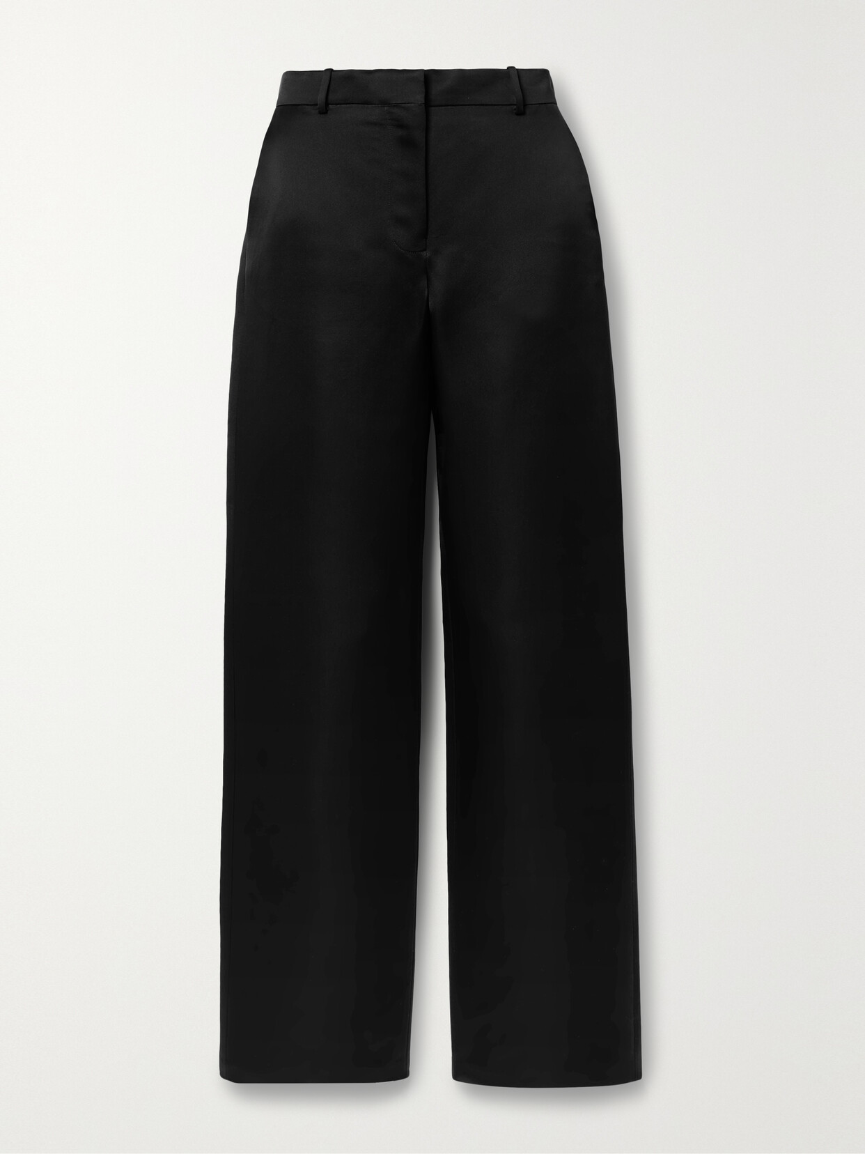 Veronica De Piante Anya Silk-satin Wide-leg Trousers In Black