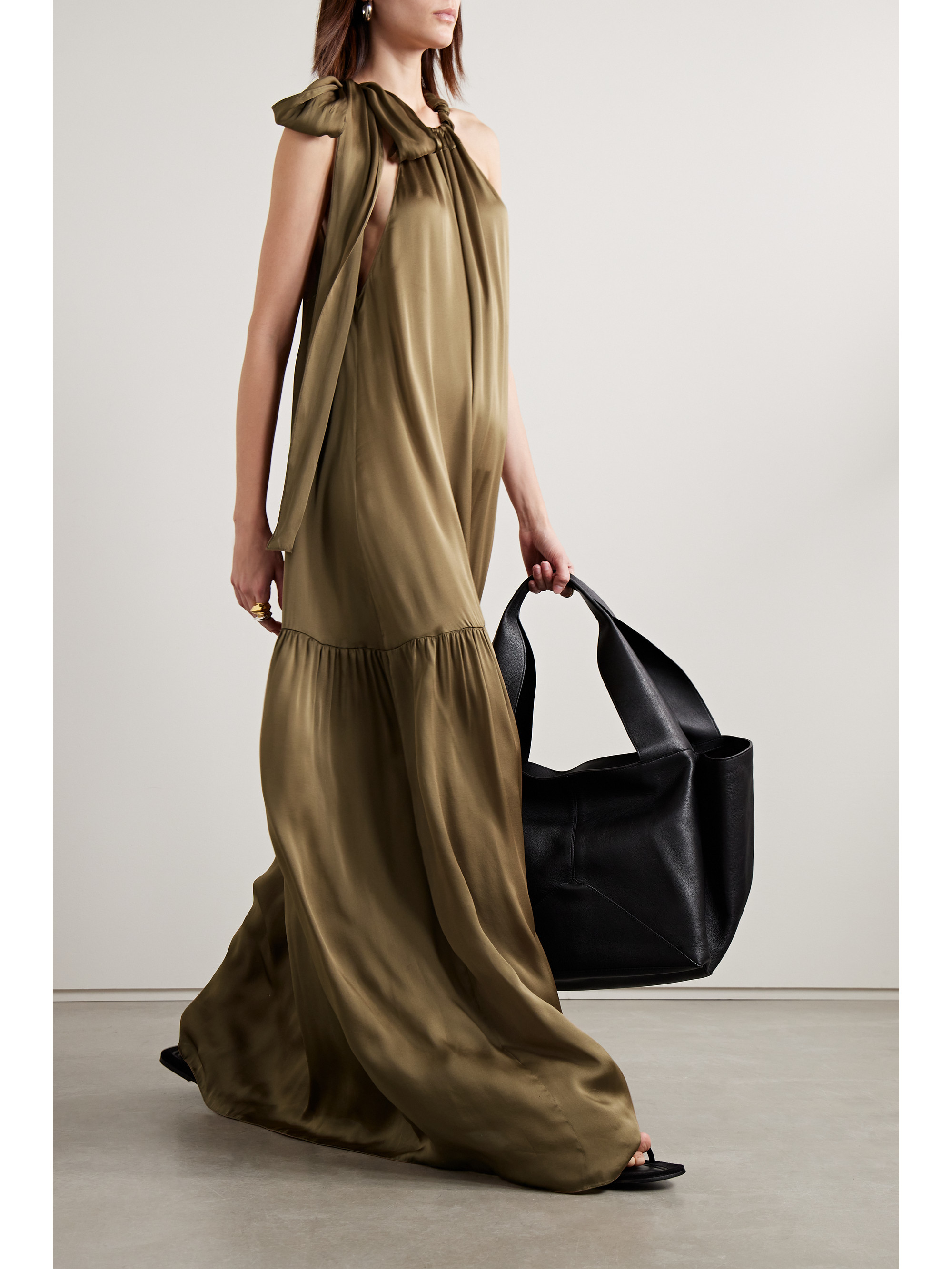 chinese dress ladies Pink Silk Cap Sleeve Maxi Dress in Washable Silk Charmeuse M main image 1