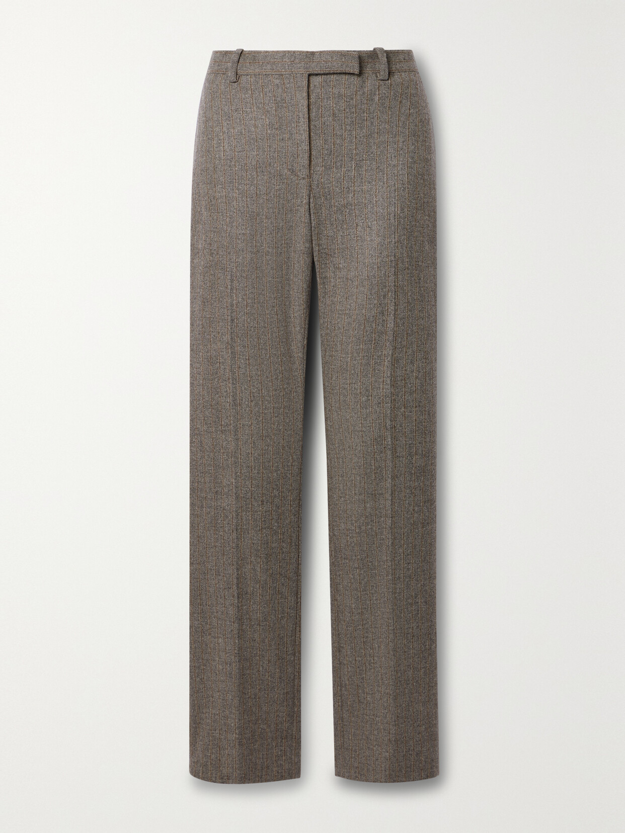 Veronica De Piante Riley Herringbone Pinstriped Wool And Cashmere-blend Wide-leg Pants In Neutrals