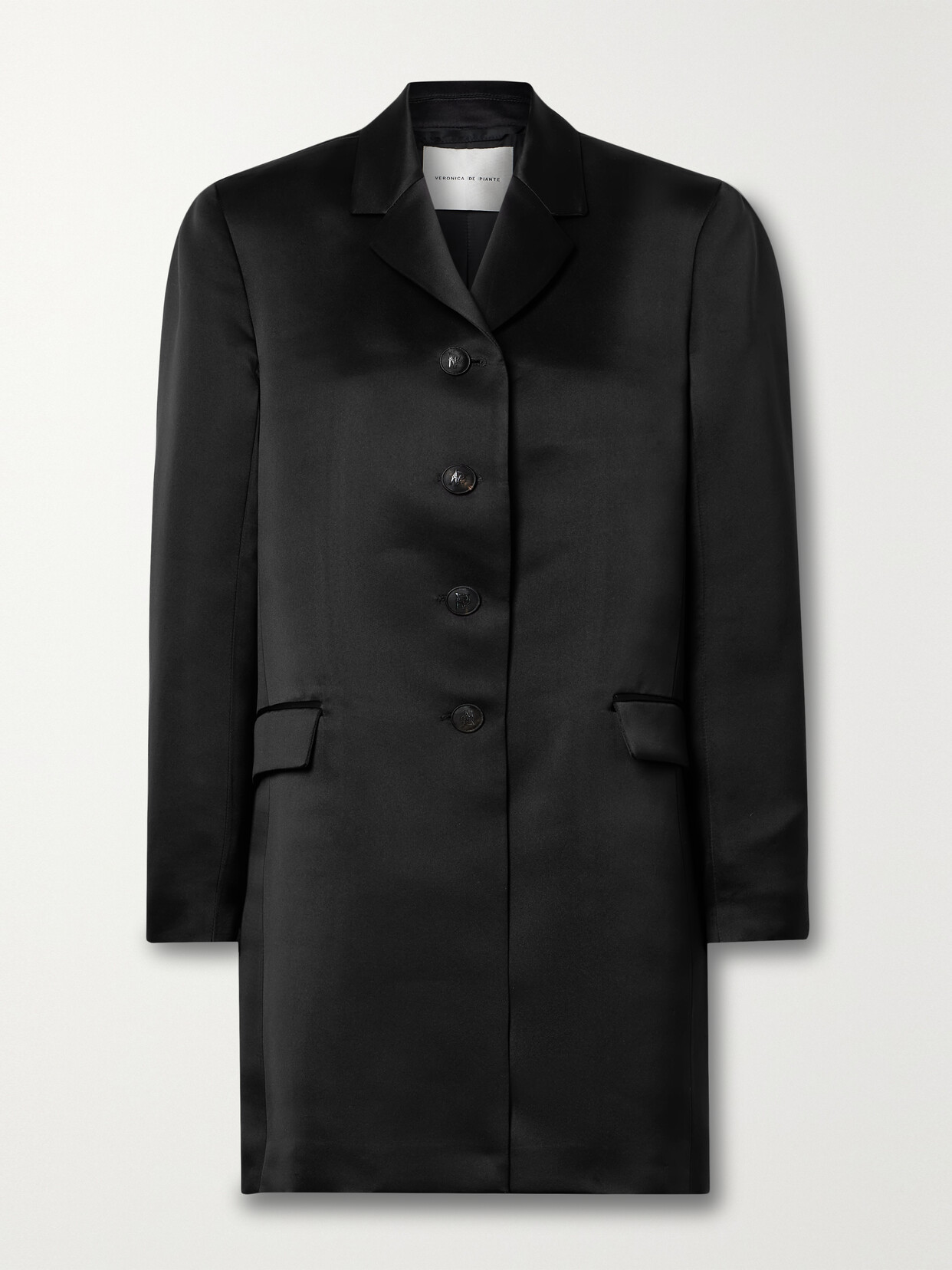 Veronica De Piante Lou Duchesse Silk-satin Coat In Black