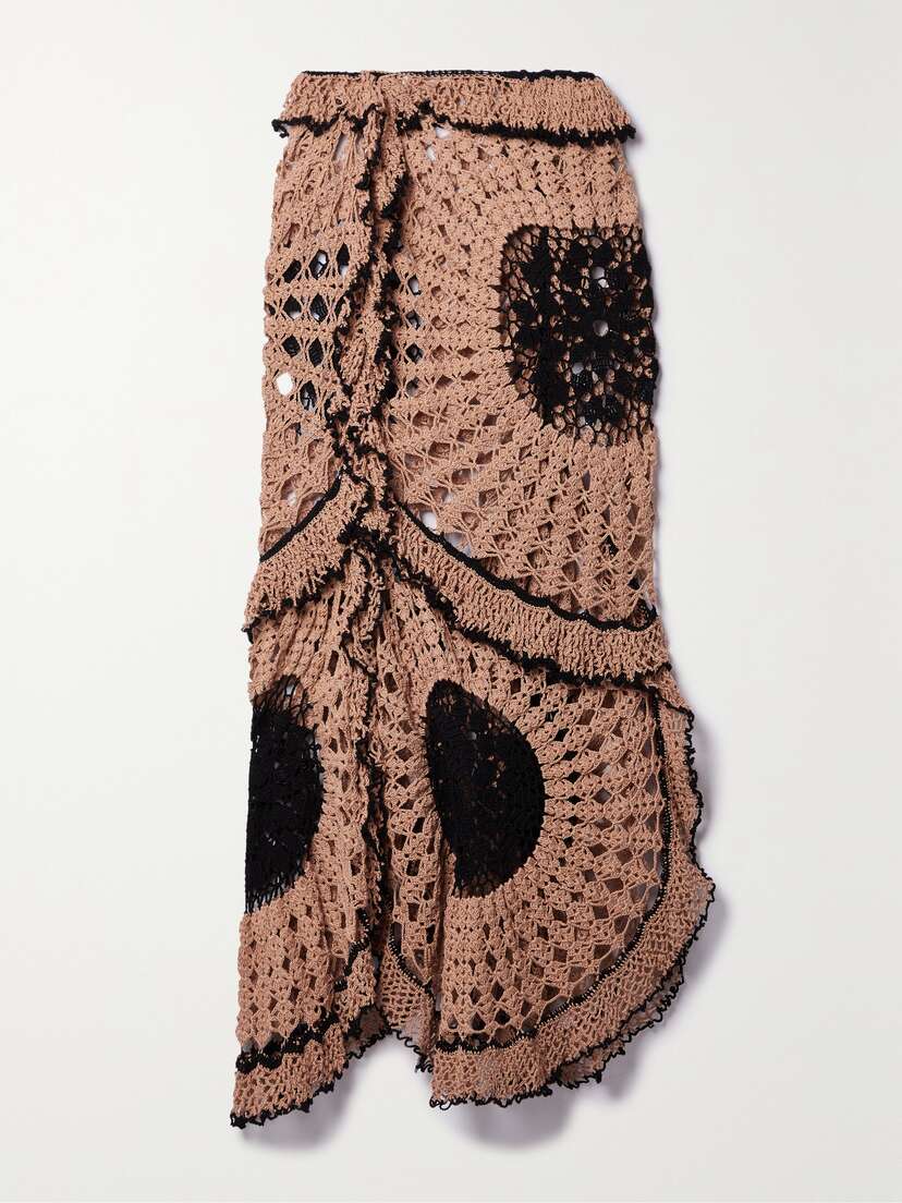 Diotima Web Ruffled Crocheted Cotton Maxi Skirt