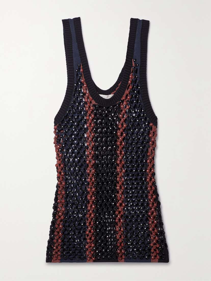 Diotima Dennis Marina Beaded Crocheted Cotton-blend Tank