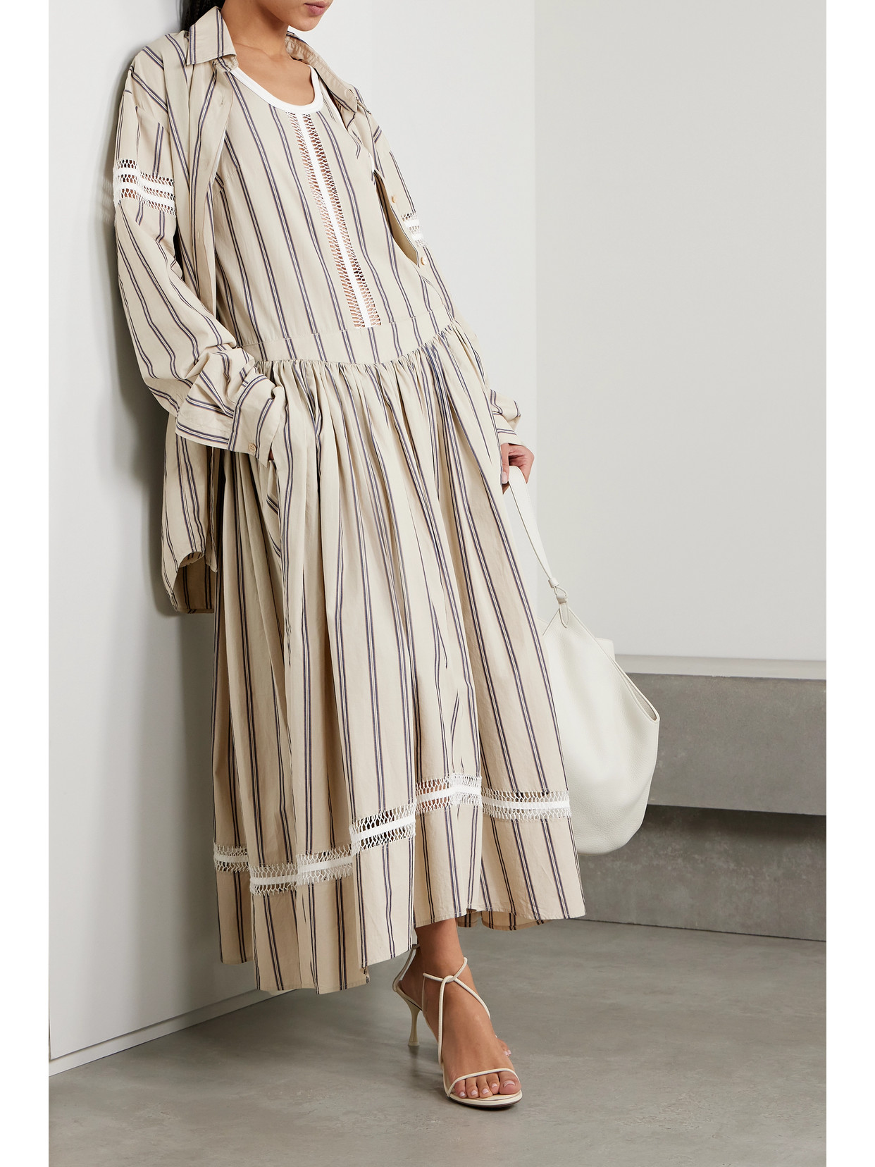 Winston Crochet-Trimmed Striped Cotton-Poplin Shirt