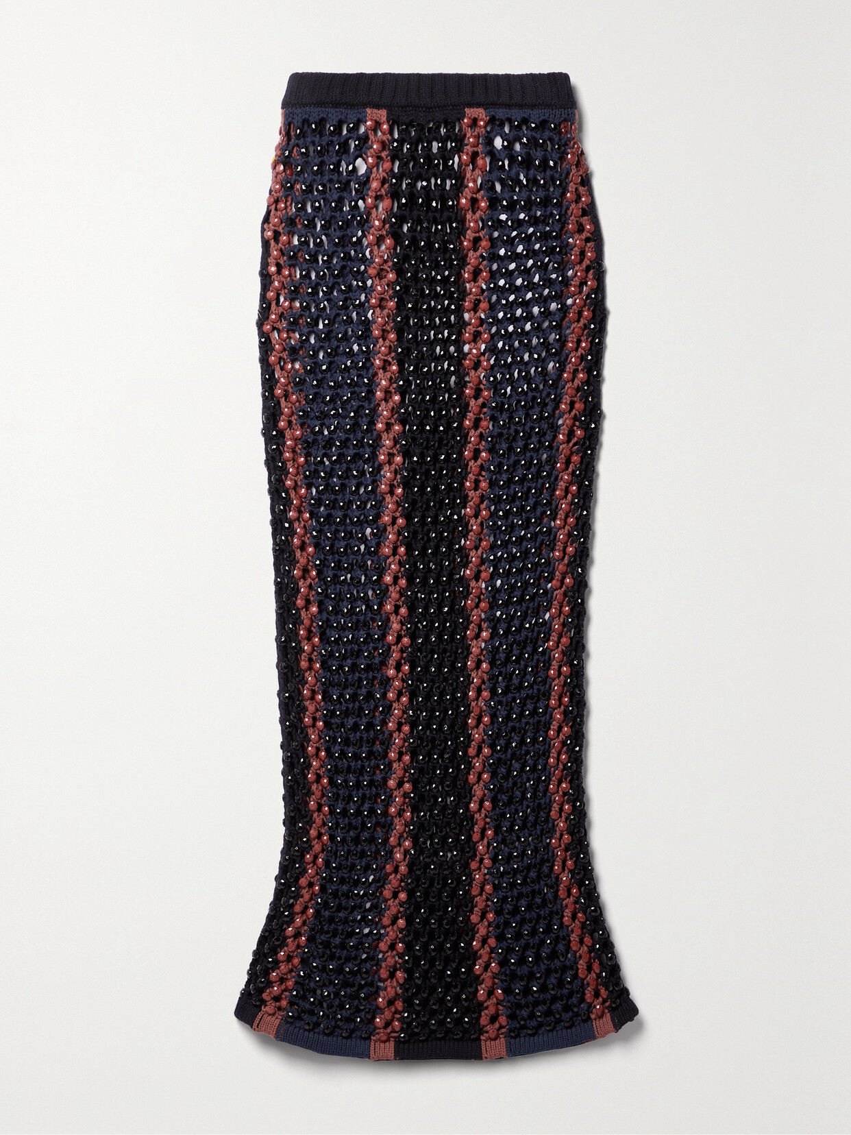 Diotima Spice Beaded Crocheted Cotton-blend Maxi Skirt In Blue