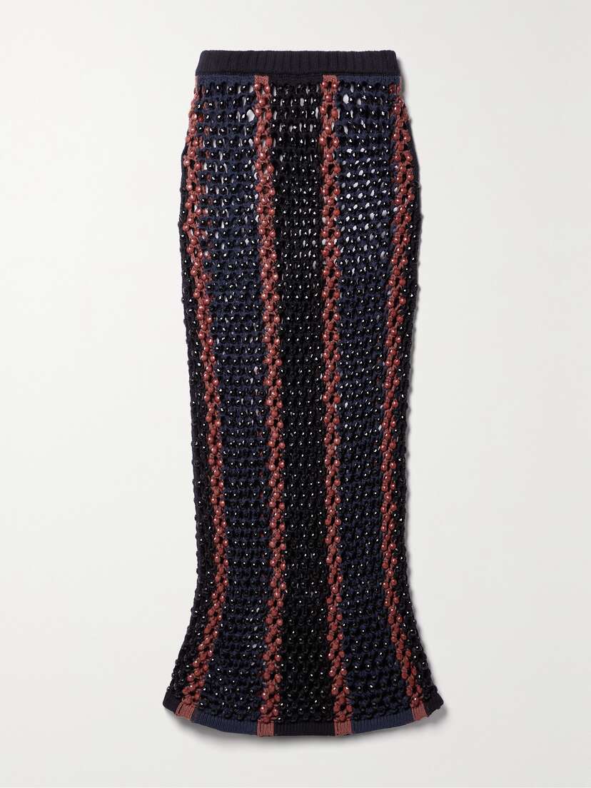 Diotima Spice Beaded Crocheted Cotton-blend Maxi Skirt