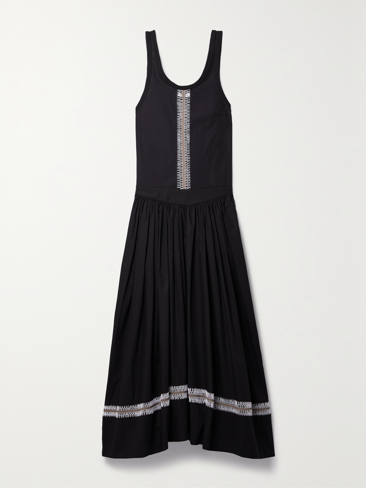 Diotima Pocomania Crochet-trimmed Cotton-poplin Maxi Dress In Black