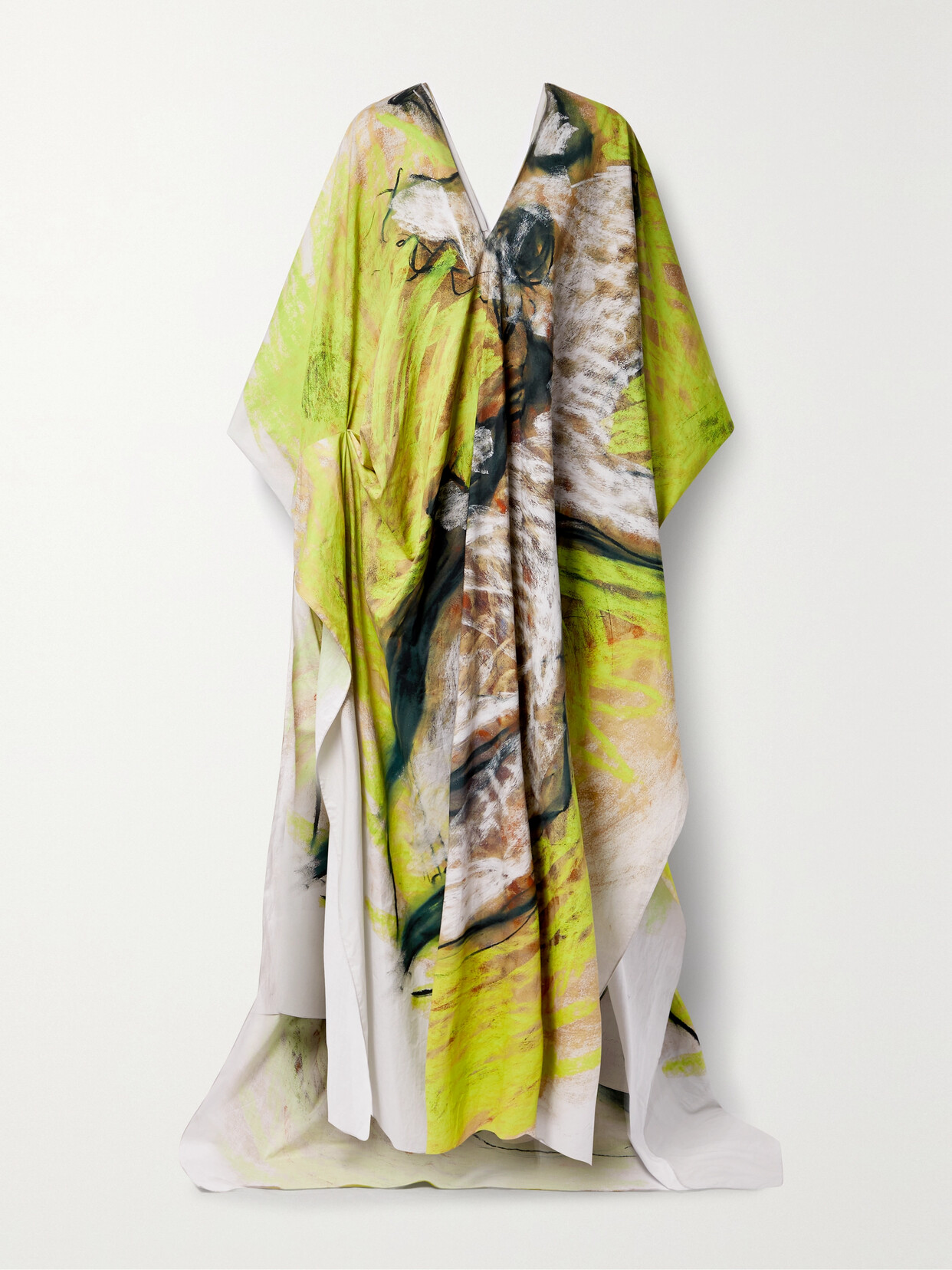 Diotima Centre Abstract-print Kaftan In Lime Multi