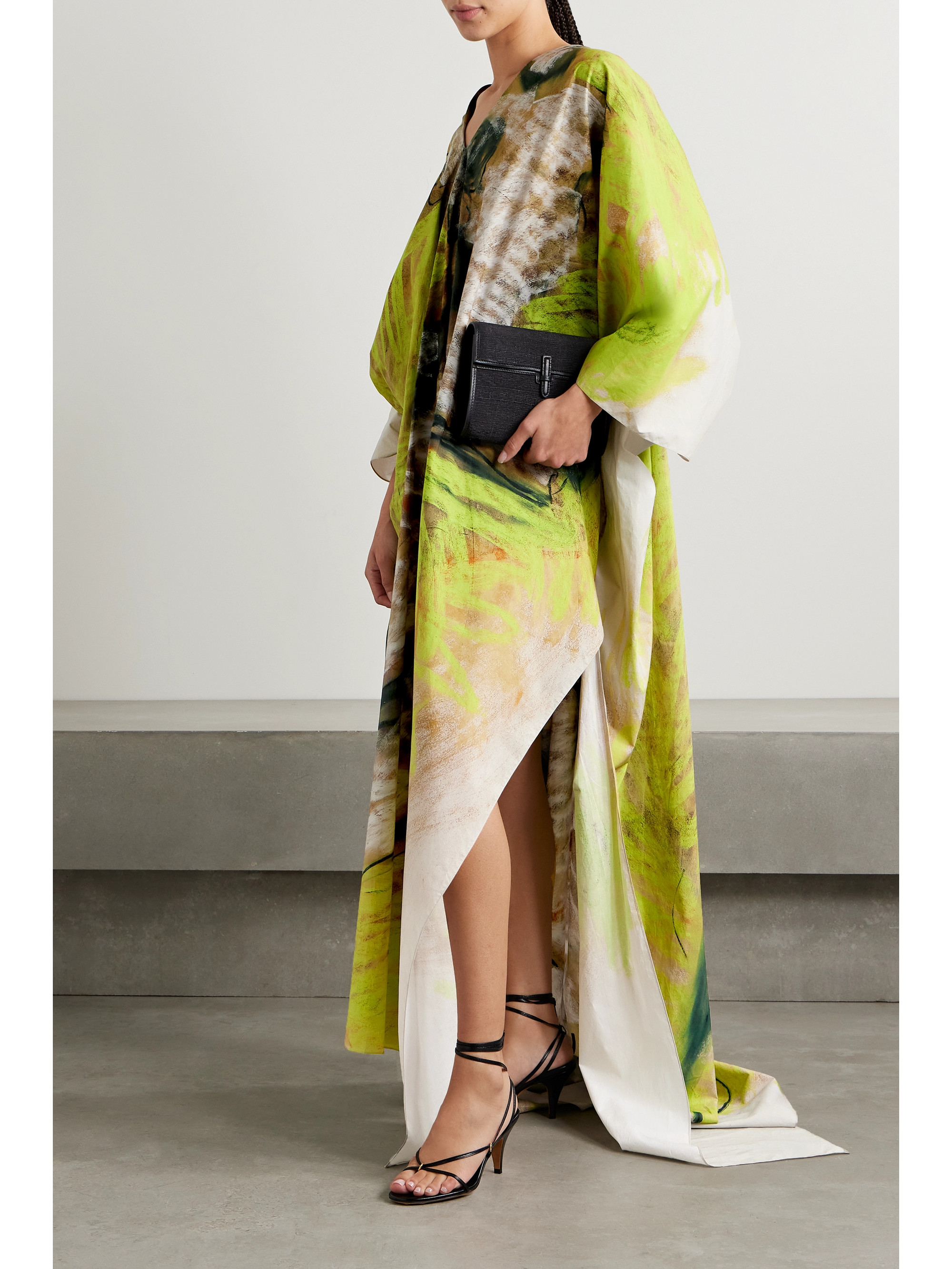 Diotima Centre gathered printed cotton-poplin kaftan
