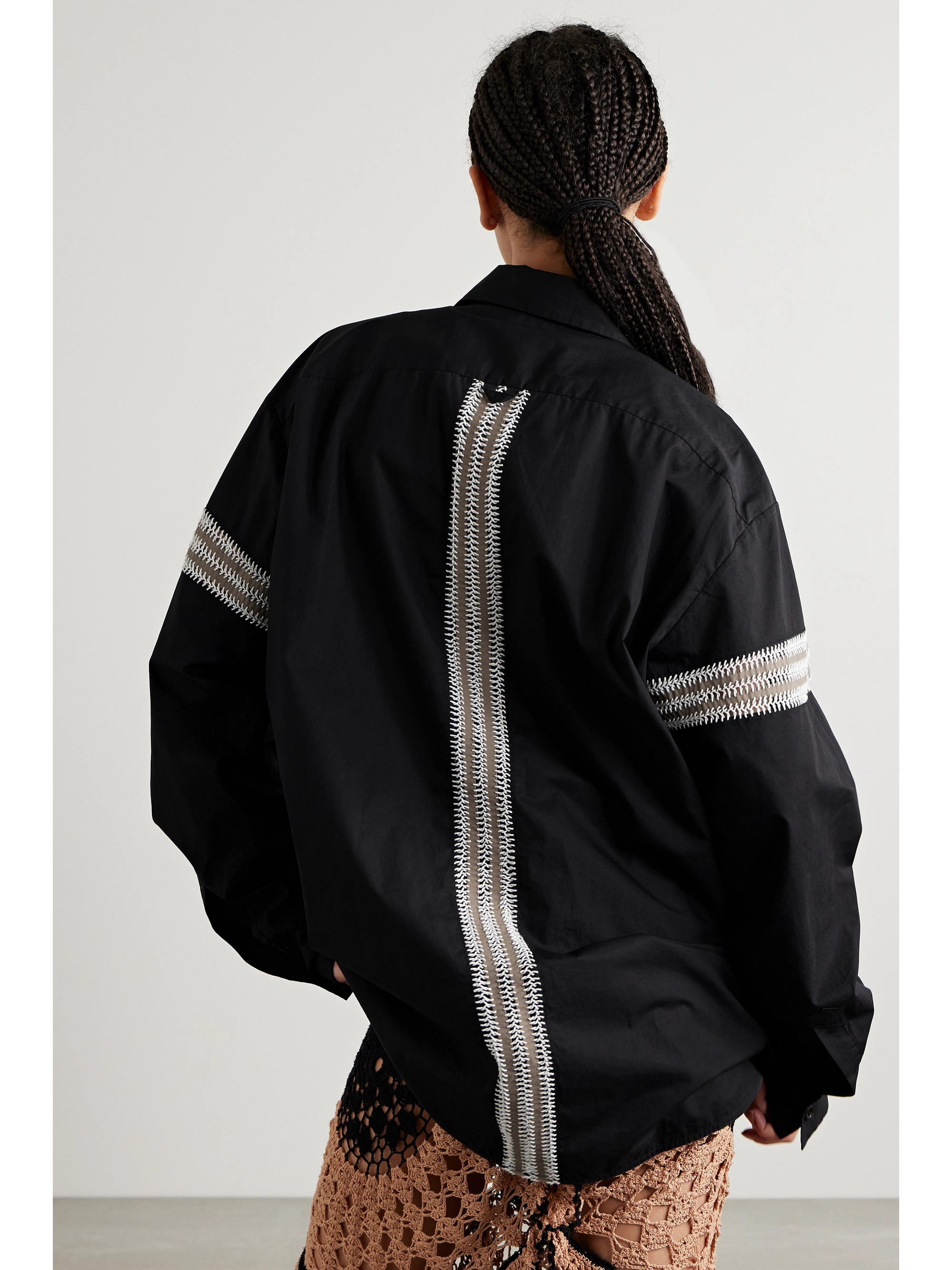 Diotima Winston crochet-trimmed cotton-poplin shirt