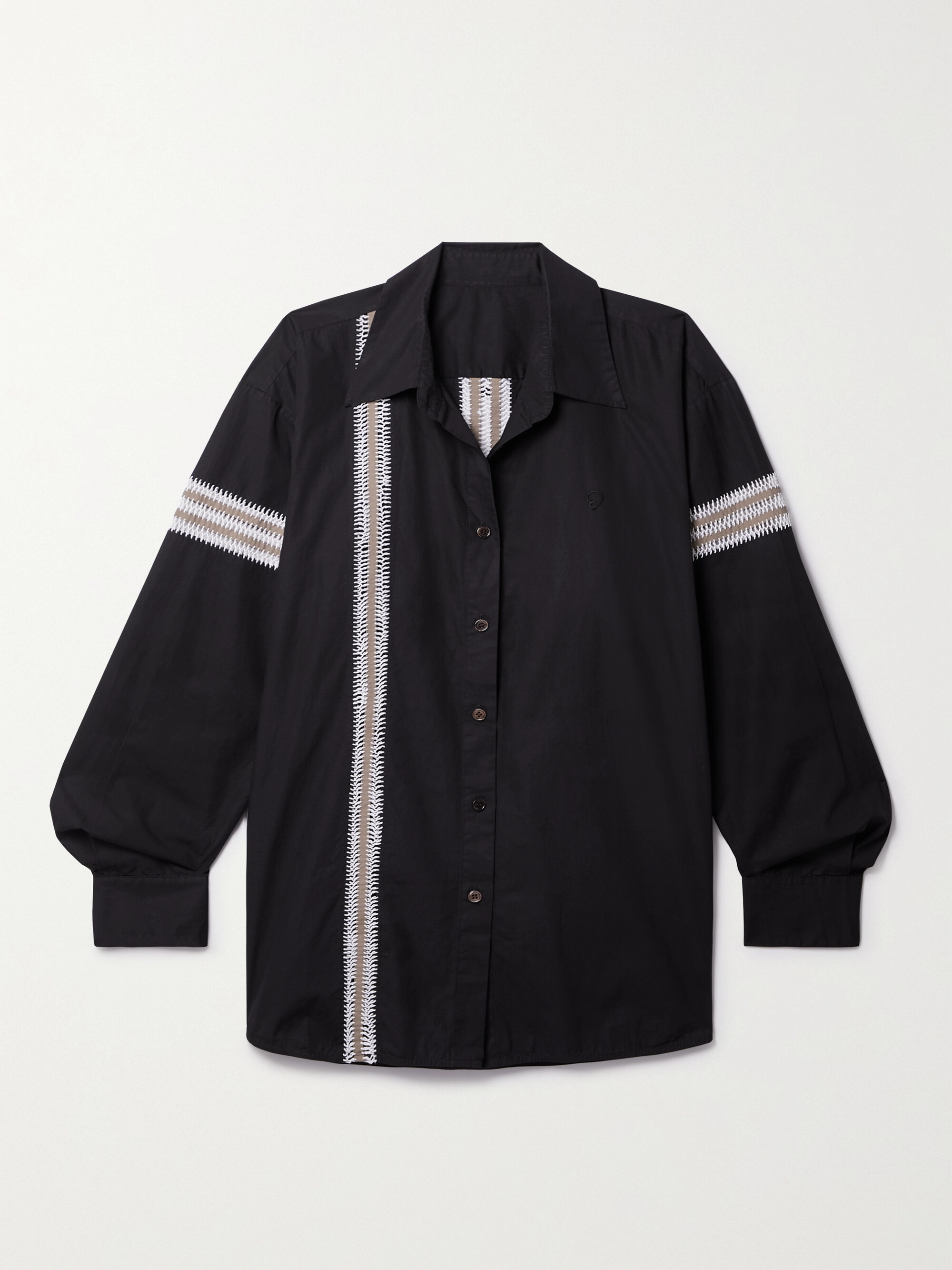 Diotima Winston crochet-trimmed cotton-poplin shirt