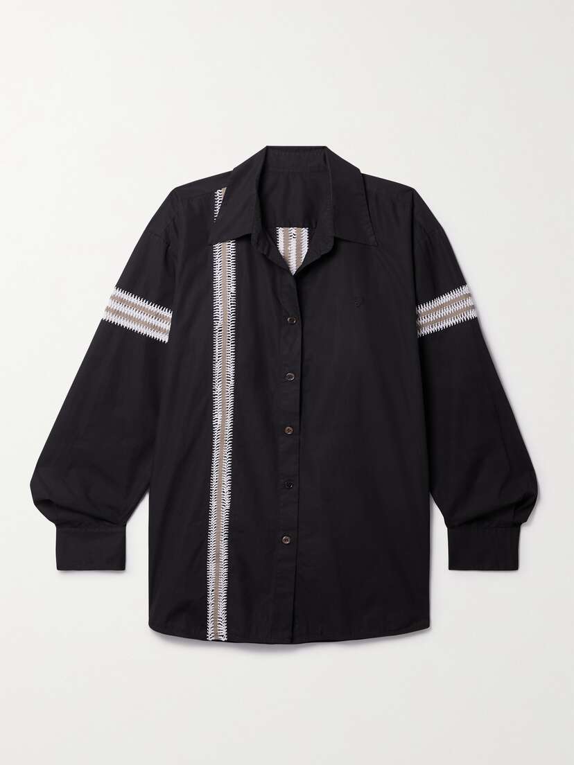 Diotima Winston Crochet-trimmed Cotton-poplin Shirt