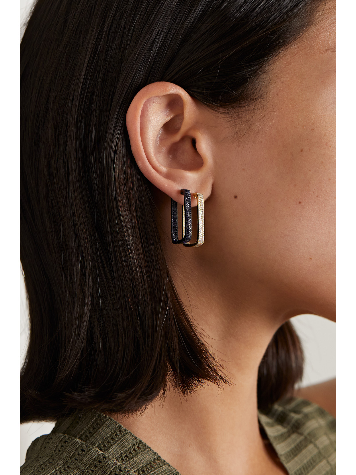 Ofira Mini Box 18-karat Gold Diamond Hoop Earrings In Gold