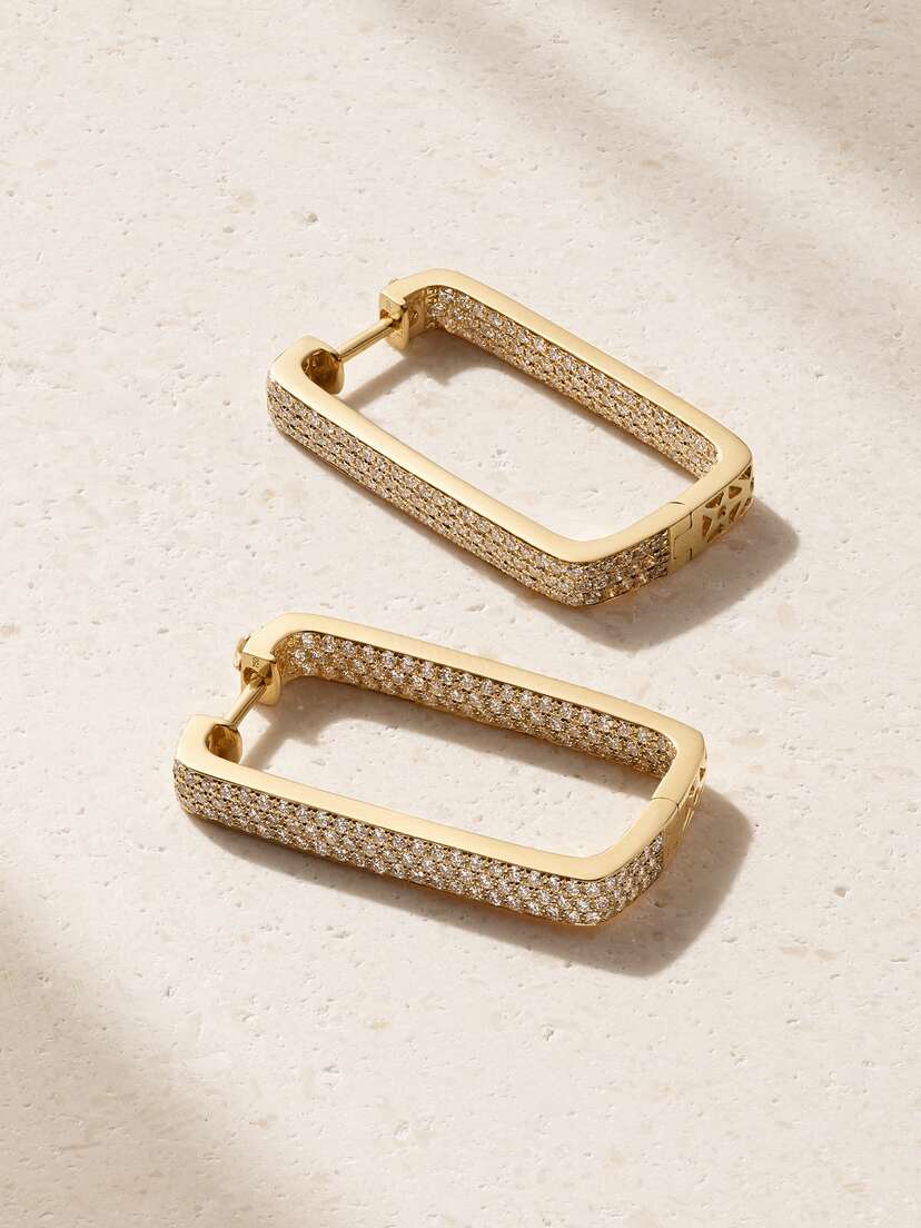 OFIRA Mini Box 18-karat Gold Diamond Hoop Earrings