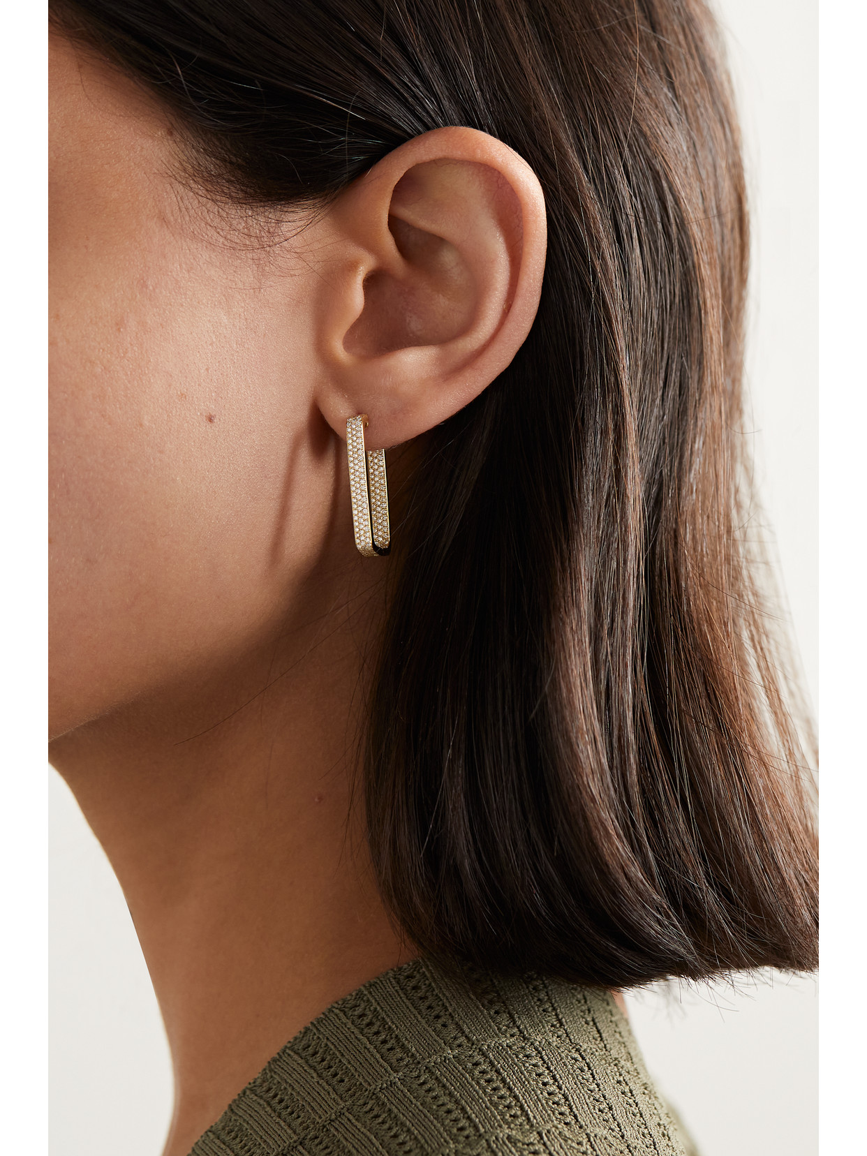 Ofira Mini Box 18-karat Gold Diamond Hoop Earrings In Gold