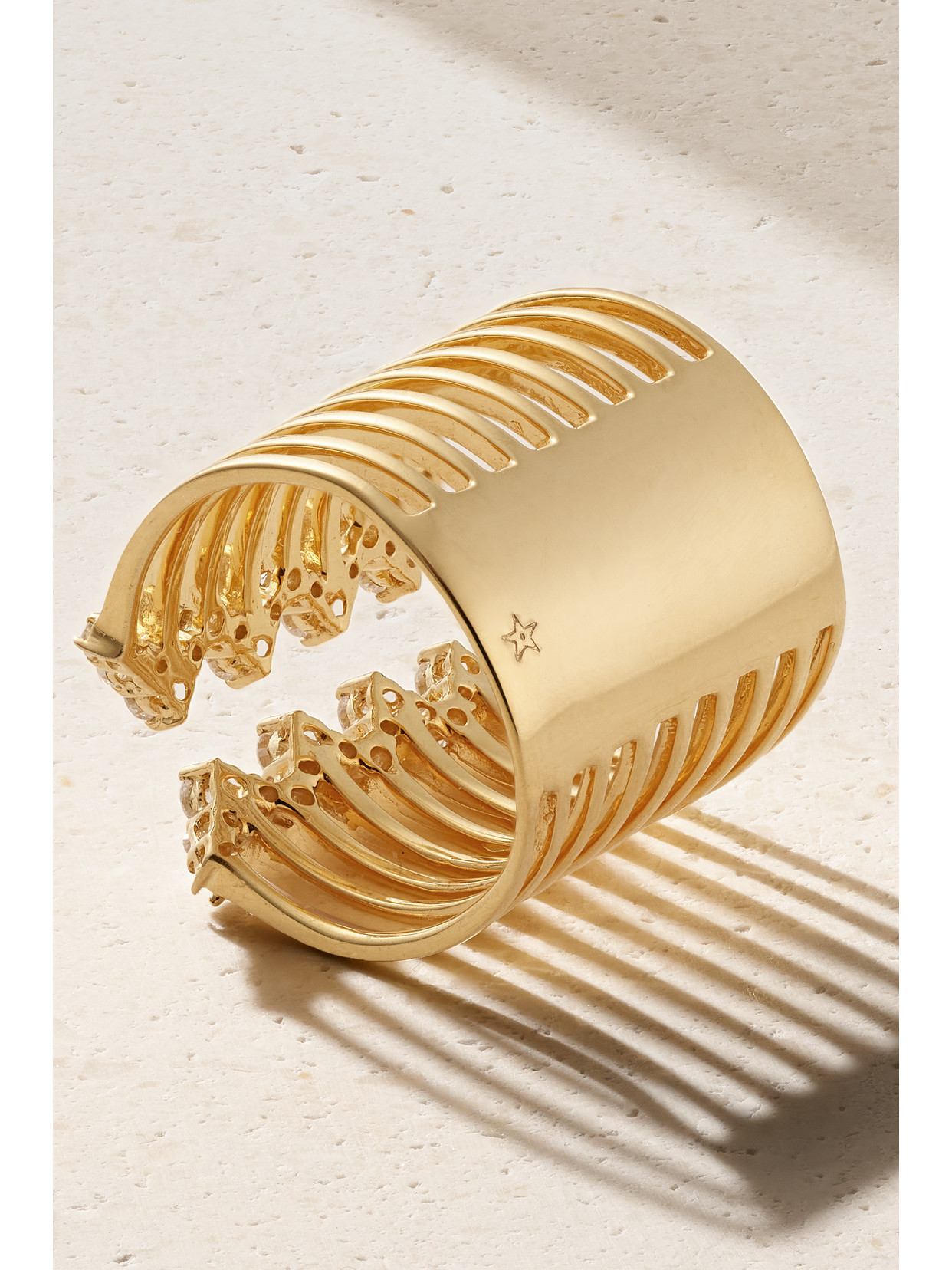 Ofira Stripe Zz 18-karat Gold Diamond Ring In Gold