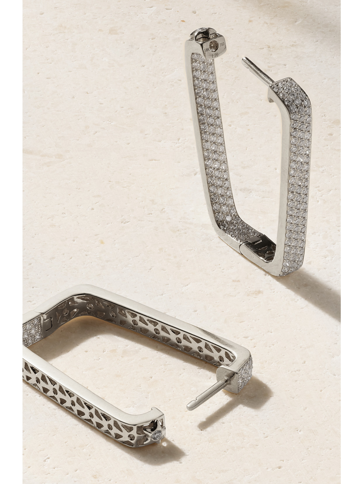 Ofira Mini Box 18-karat White Gold Diamond Hoop Earrings In Gold