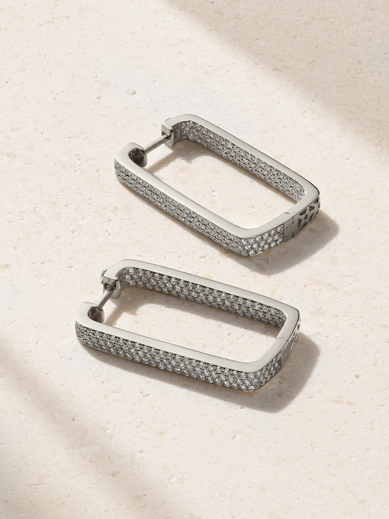 Ofira Mini Box 18-karat White Gold Diamond Hoop Earrings