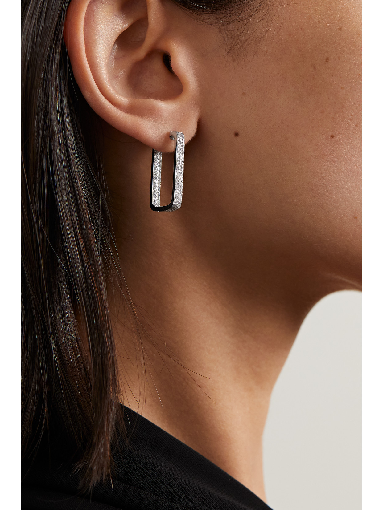Ofira Mini Box 18-karat White Gold Diamond Hoop Earrings In Gold