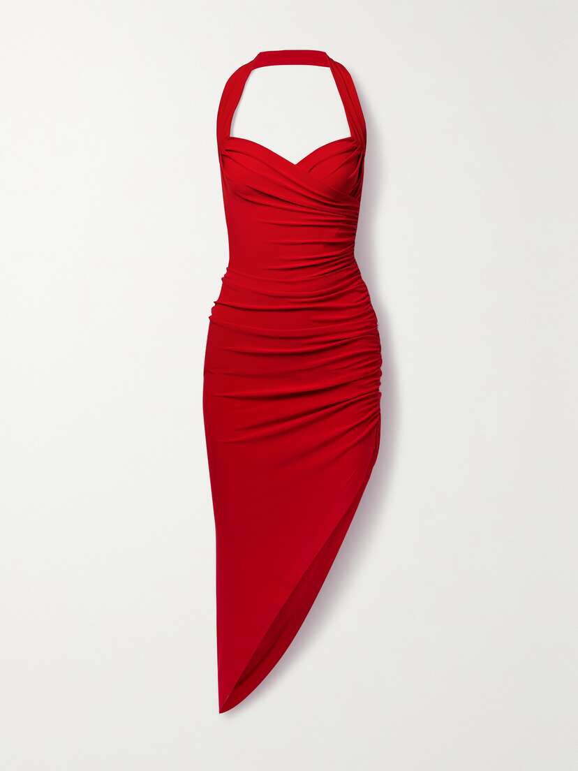 Norma Kamali Cayla Asymmetric Draped Stretch-jersey Midi Dress