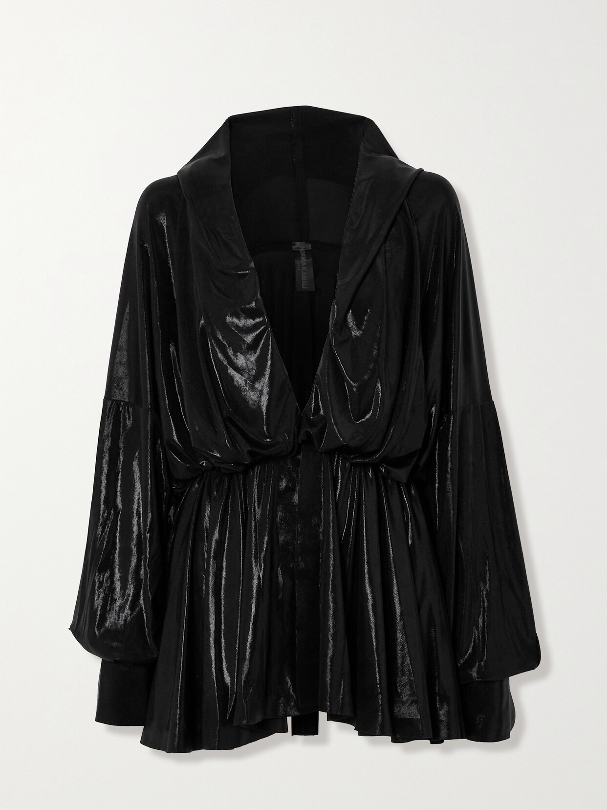 Norma Kamali Hooded Gathered Stretch-lamé Mini Dress - Black
