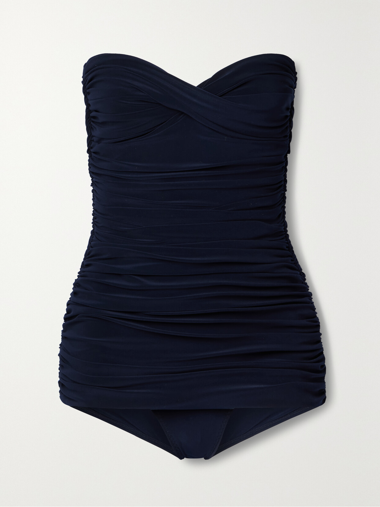 Norma Kamali Walter Mio Strapless Ruched Swimsuit In Blue